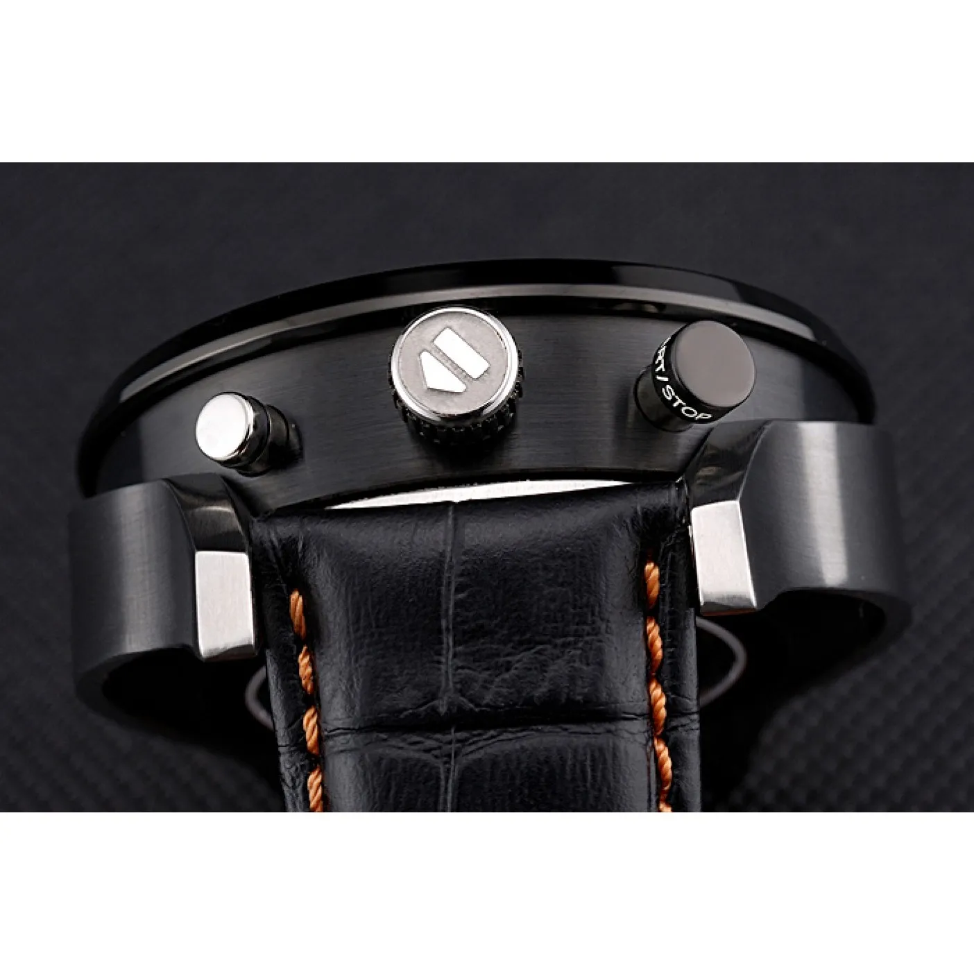 RepTime Watches Tag Heuer MikroTimer Black Dial Black Perforated Leather Strap 622072 0119