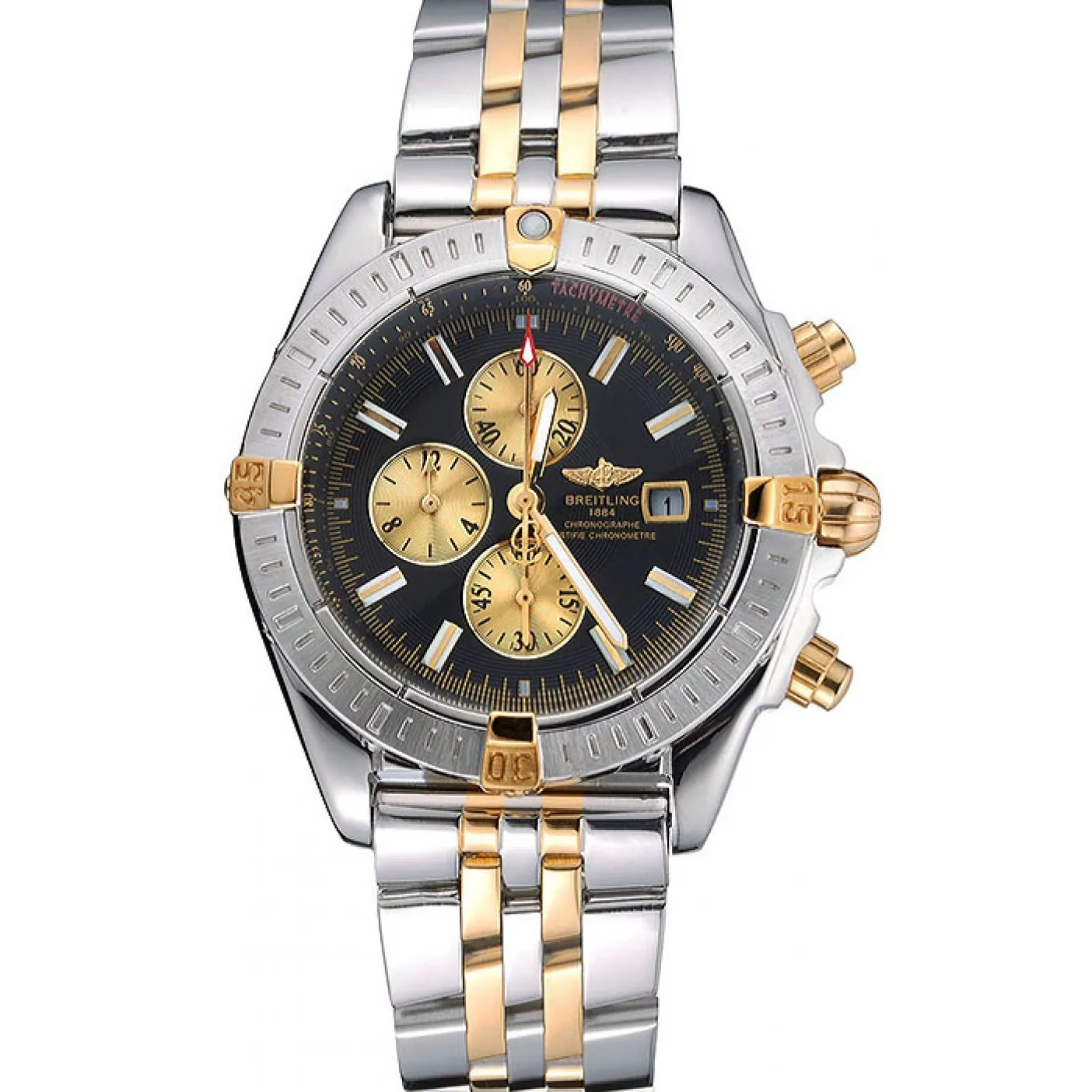 Breitling Chronomat Black Dial Stainless Steel And Gold Bracelet 622429 0115