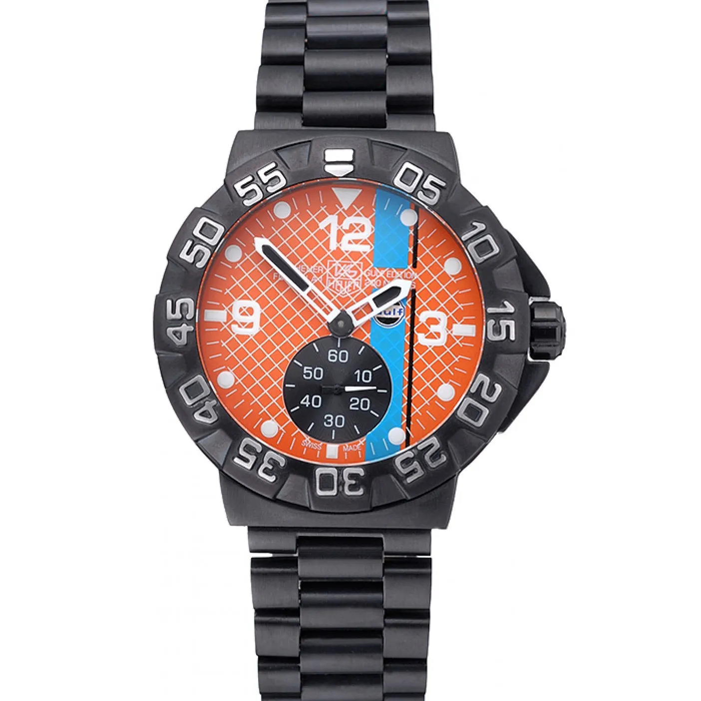 Tag Heuer Formula One Special Gulf Edition Orange And Blue Dial Ion Plated Steinless Steel Bracelet 622291 0119