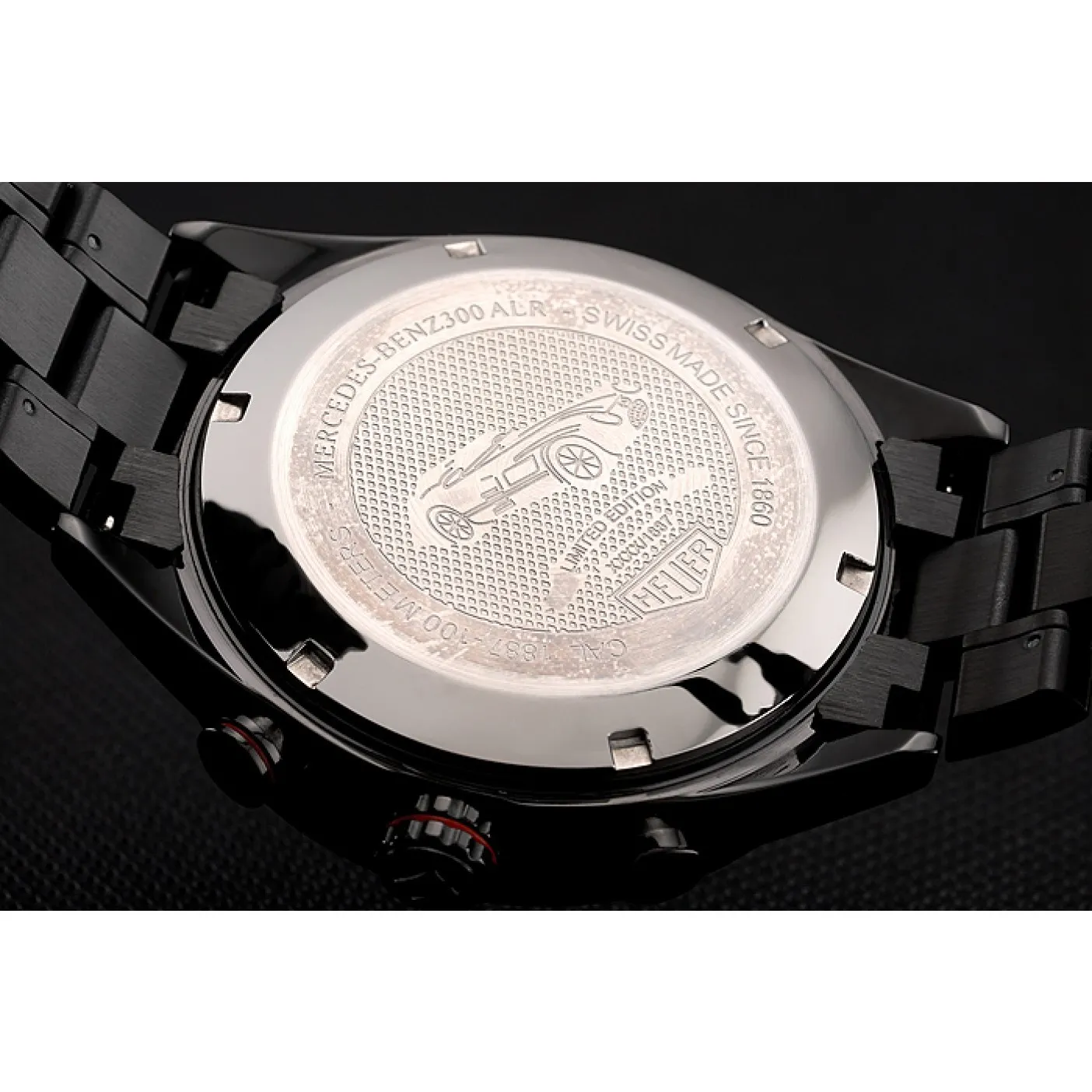 RepTime Watches Tag Heuer Carrera Ion Plated Stainless Steel Bracelet Black Dial 801445 0117