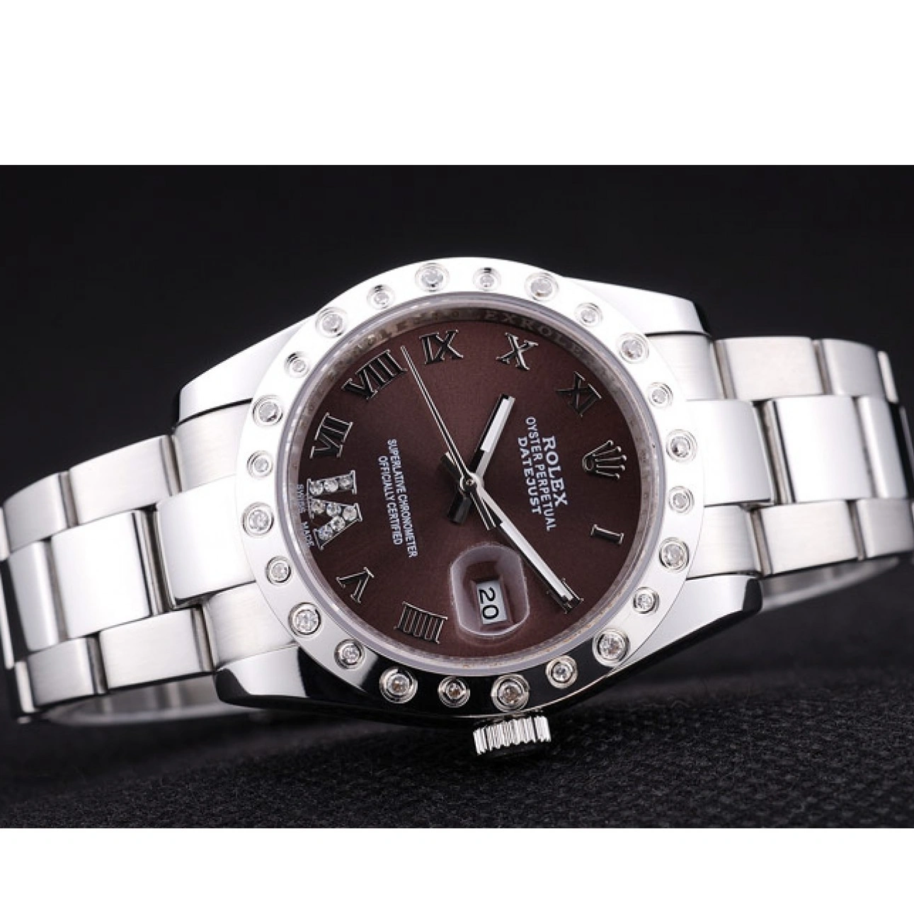 RepTime Watches 0212 Rolex Datejust Diamond Bezel Brown Dial 7466