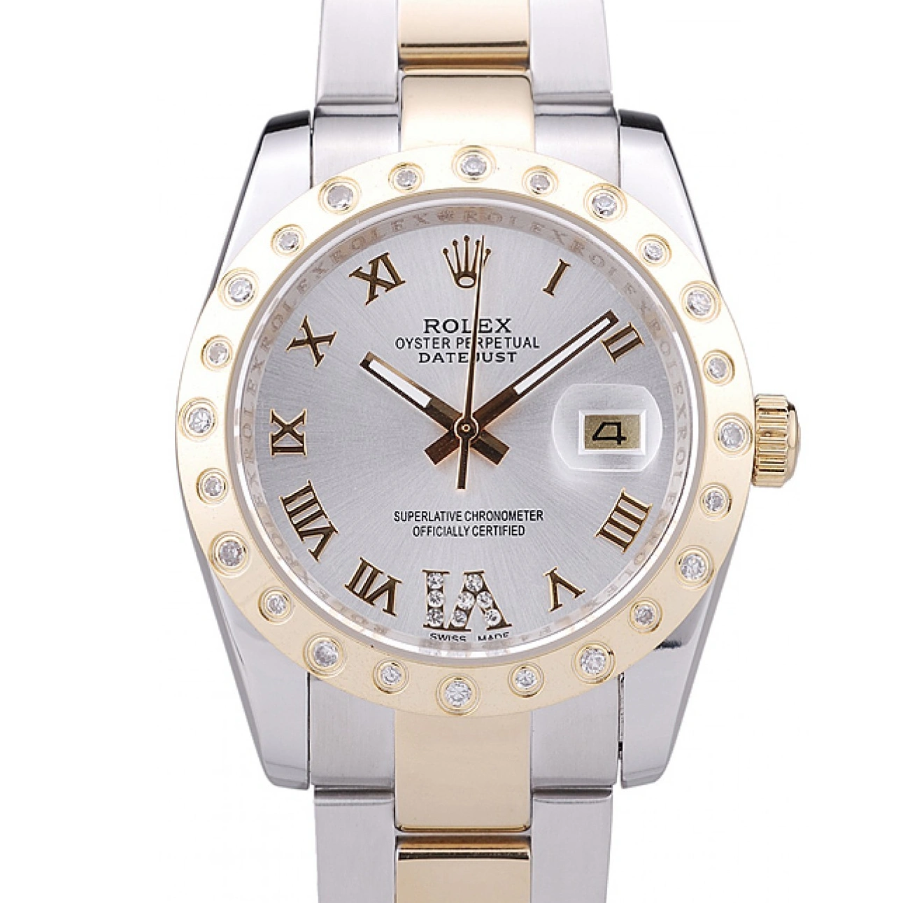 RepTime Watches 0212 Rolex Datejust Diamond Bezel White Dial 7464