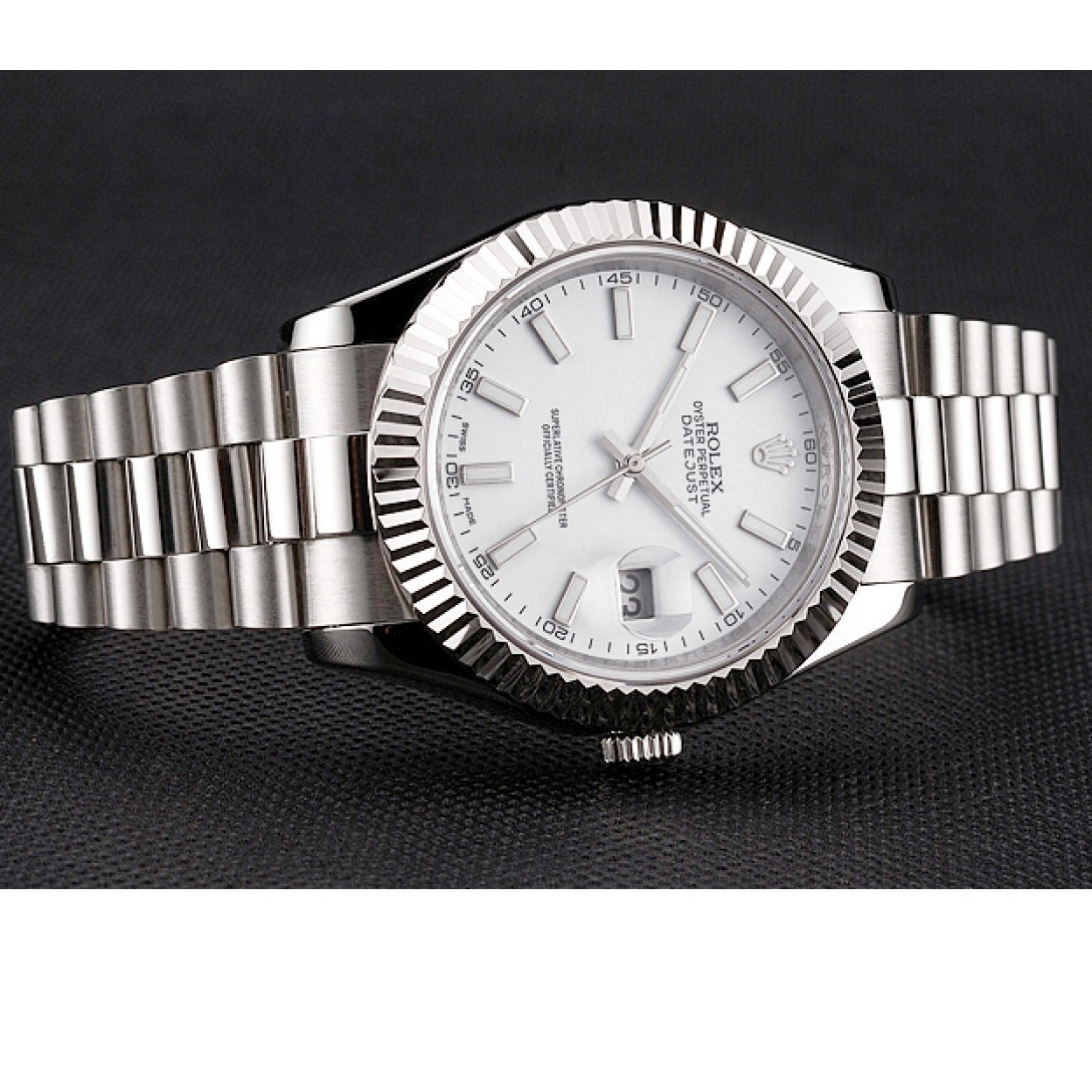 RepTime Watches 0226 Swiss Rolex Datejust White Dial Stainless Steel Case And Bracelet