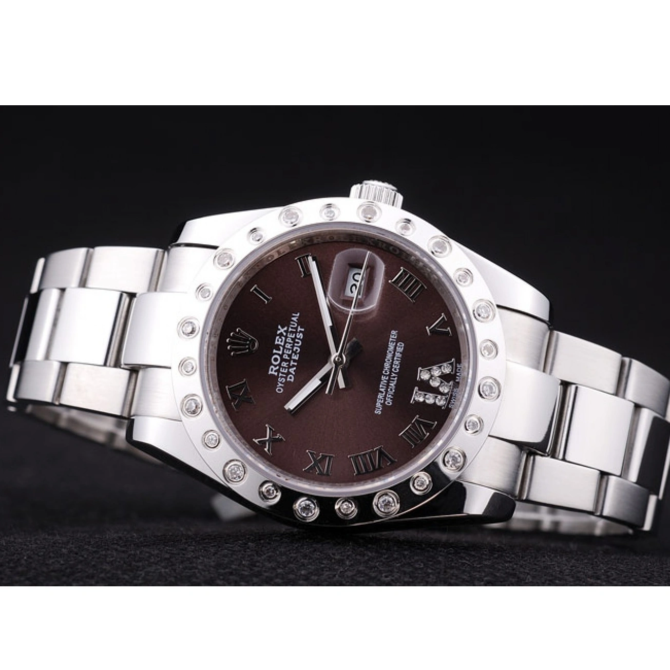 RepTime Watches 0212 Rolex Datejust Diamond Bezel Brown Dial 7466