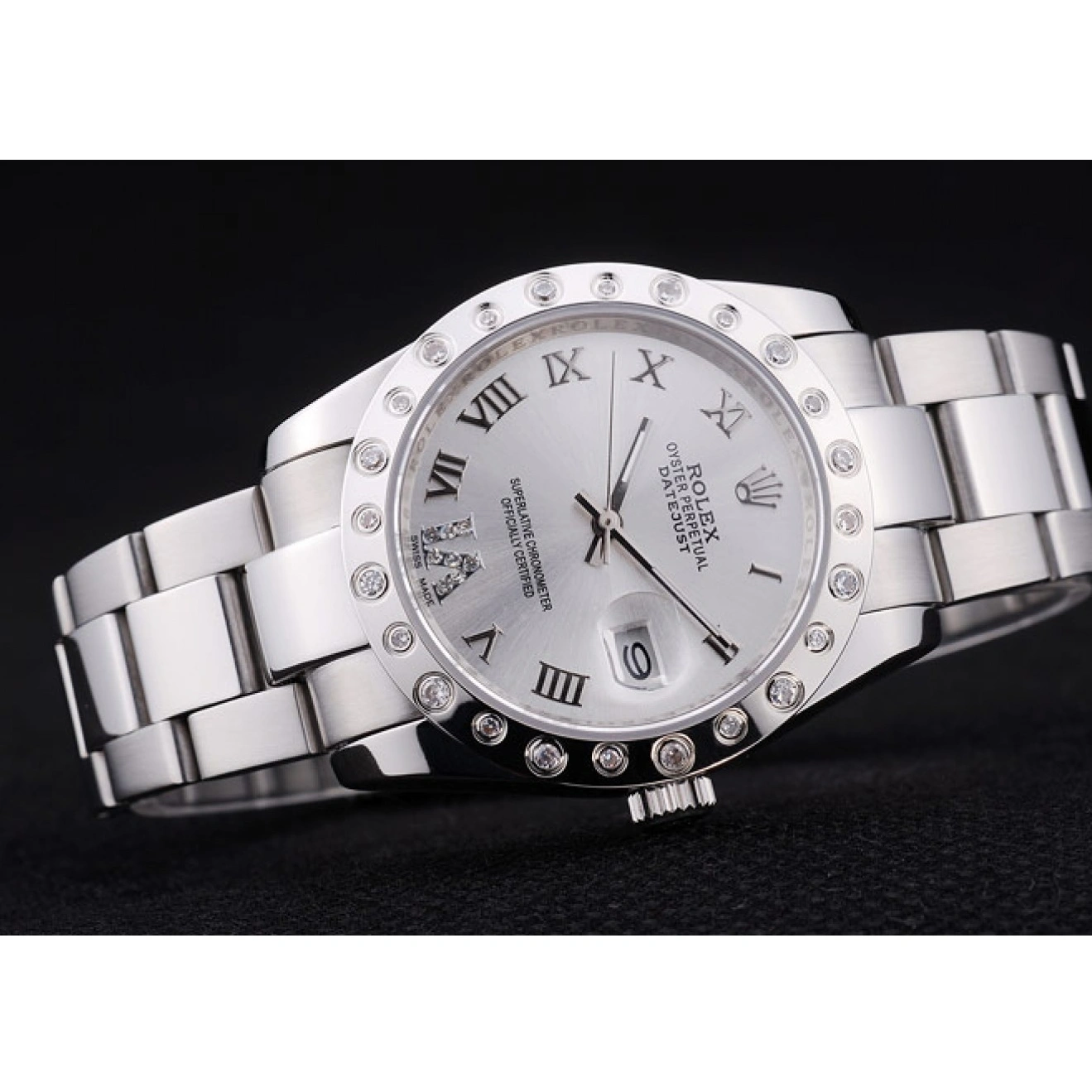 RepTime Watches 0212 Rolex Datejust Diamond Bezel Silver Dial 7468