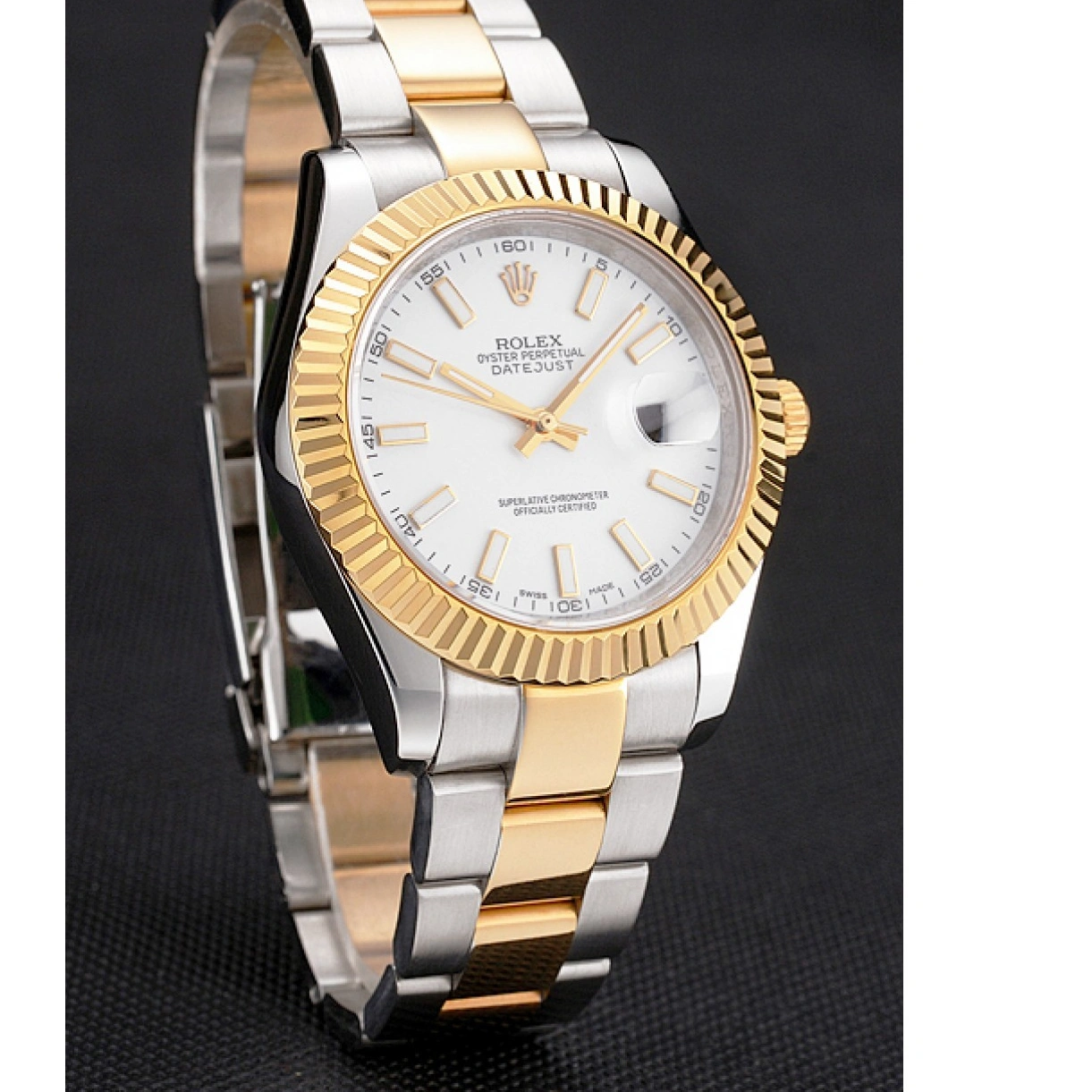 RepTime Watches 0228 Swiss Rolex Datejust White Dial Stainless Steel Case Two Tone Gold Bracelet