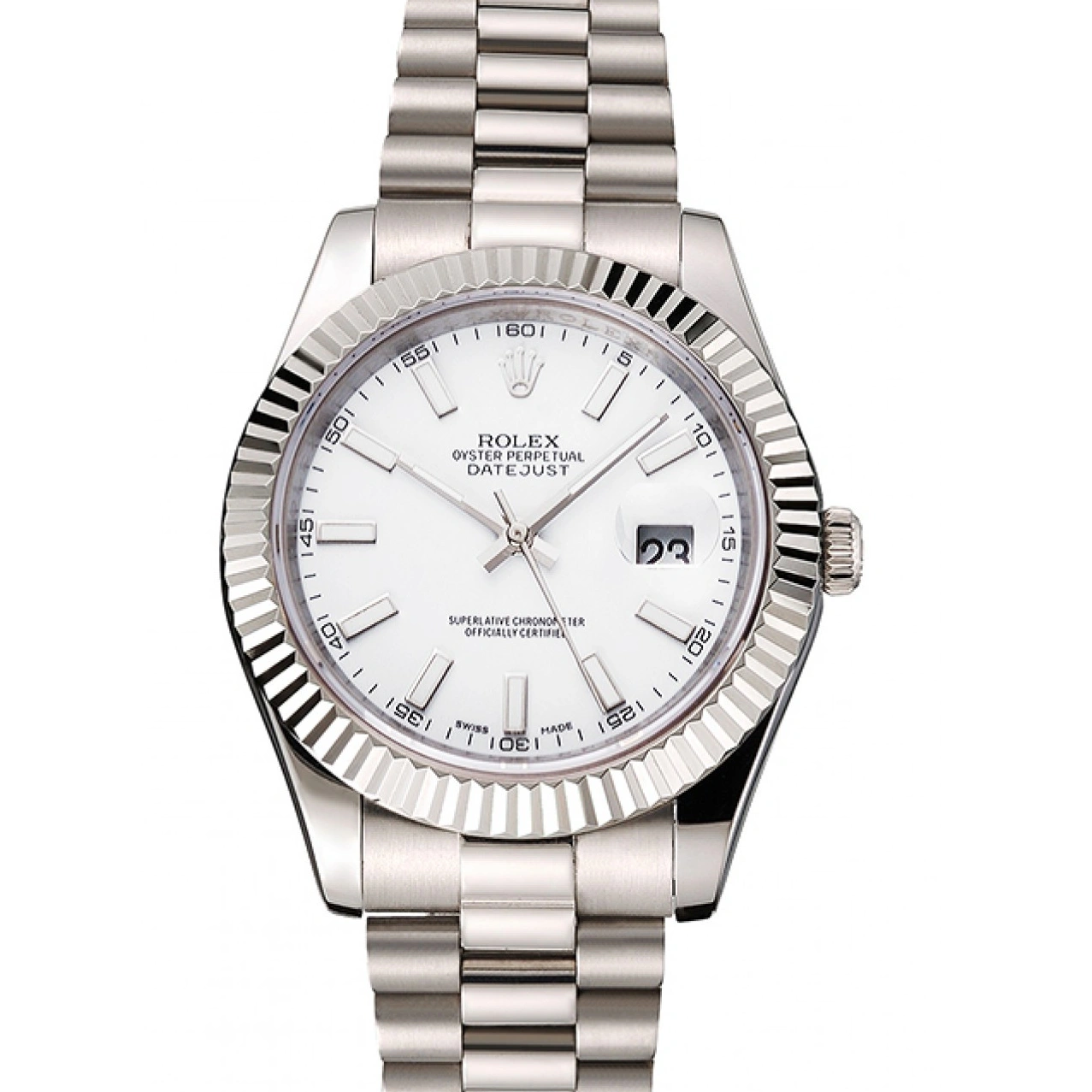 RepTime Watches 0226 Swiss Rolex Datejust White Dial Stainless Steel Case And Bracelet