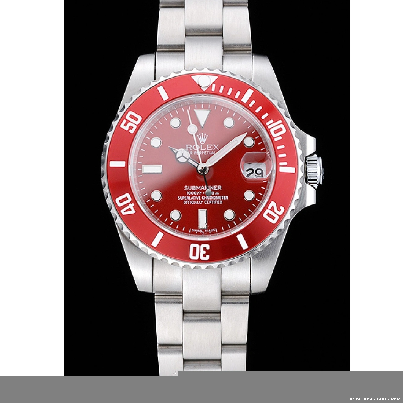 RepTime Watches 0221 Rolex Submariner Red Dial Stainless Steel Bracelet 1454154