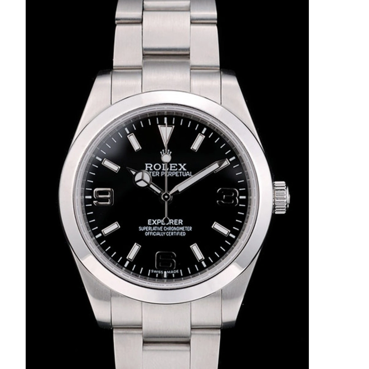 RepTime Watches 0227 Rolex Explorer Stainless Steel Bezel Black Dial 41984