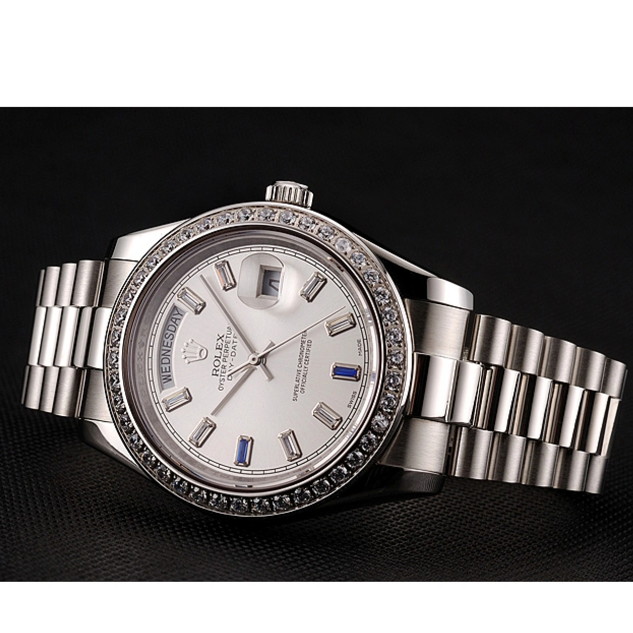 RepTime Watches 0215 Swiss Rolex Day-Date Diamonds Bezel Staineless Steel Bracelet 1454109