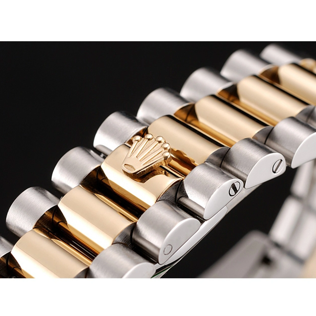 RepTime Watches 0224 Swiss Rolex Day-Date White Dial Gold Diamond Case Two Tone Stainless Steel Bracelet 1453972