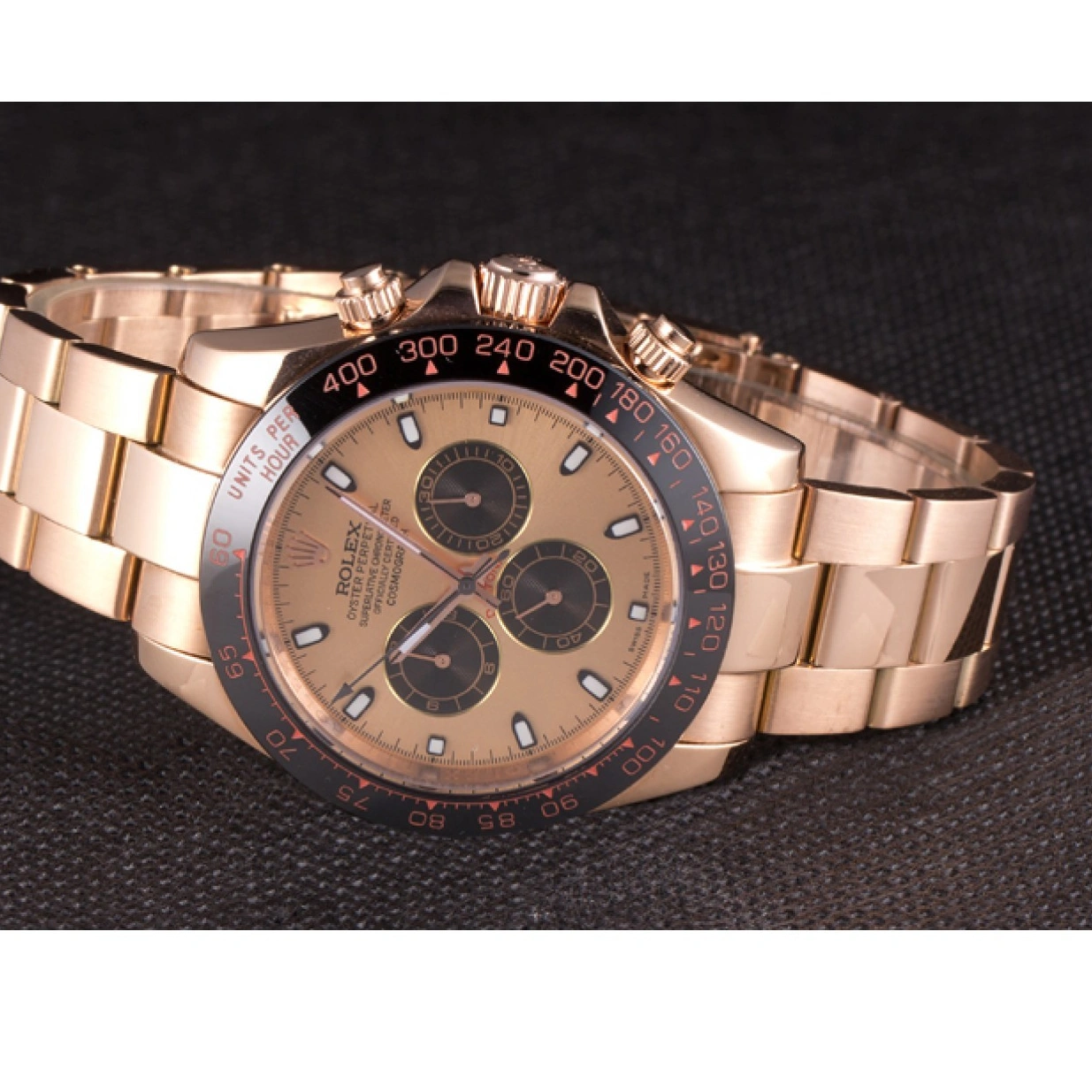 RepTime Watches 0216 Rolex Daytona Ion Plated Tachymeter Rose Gold Strap Rose Gold Dial 80244