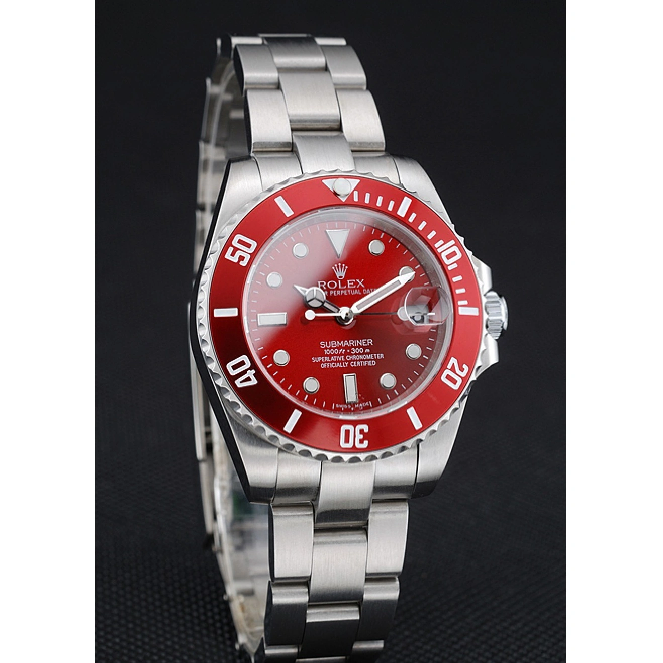 RepTime Watches 0221 Rolex Submariner Red Dial Stainless Steel Bracelet 1454154