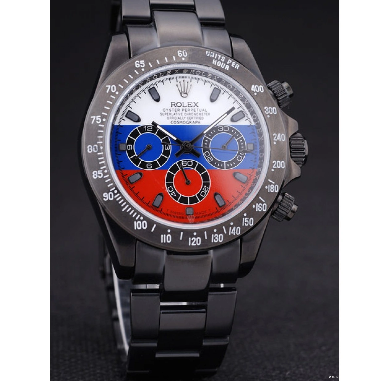 RepTime Watches 0213 Rolex Cosmograph Daytona Black Bracelet Russian Flag Dial 7472