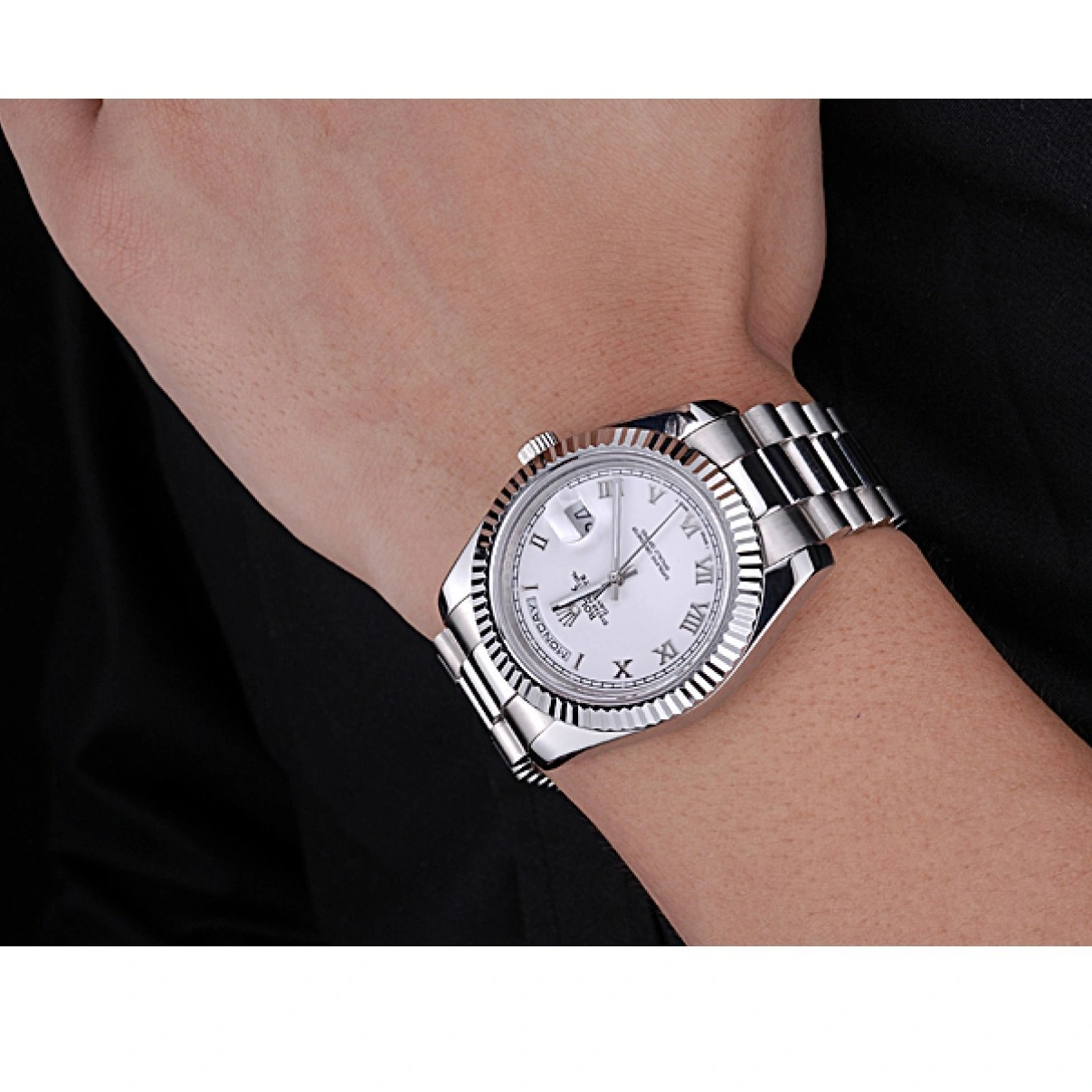 RepTime Watches 0217 Rolex Day-Date White Dial Stainless Steel Bracelet 622547