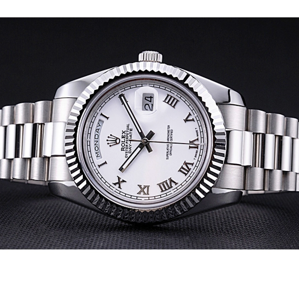 RepTime Watches 0217 Rolex Day-Date White Dial Stainless Steel Bracelet 622547