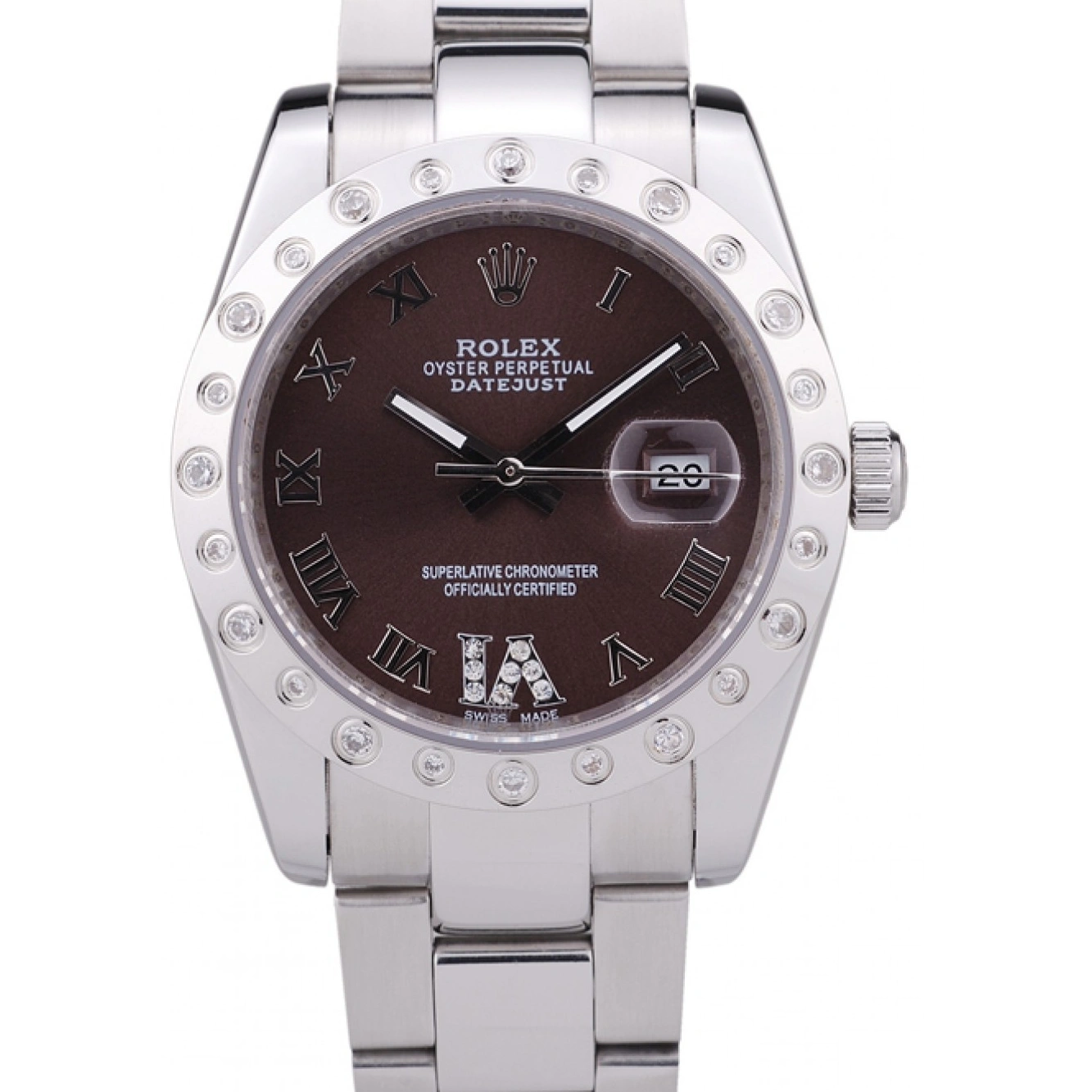 RepTime Watches 0212 Rolex Datejust Diamond Bezel Brown Dial 7466