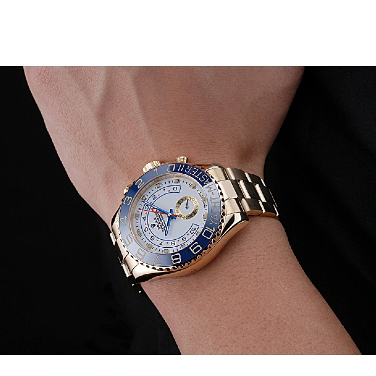 RepTime Watches 0221 Rolex Yachtmaster II White Dial Blue Bezel Gold Bracelet 622271