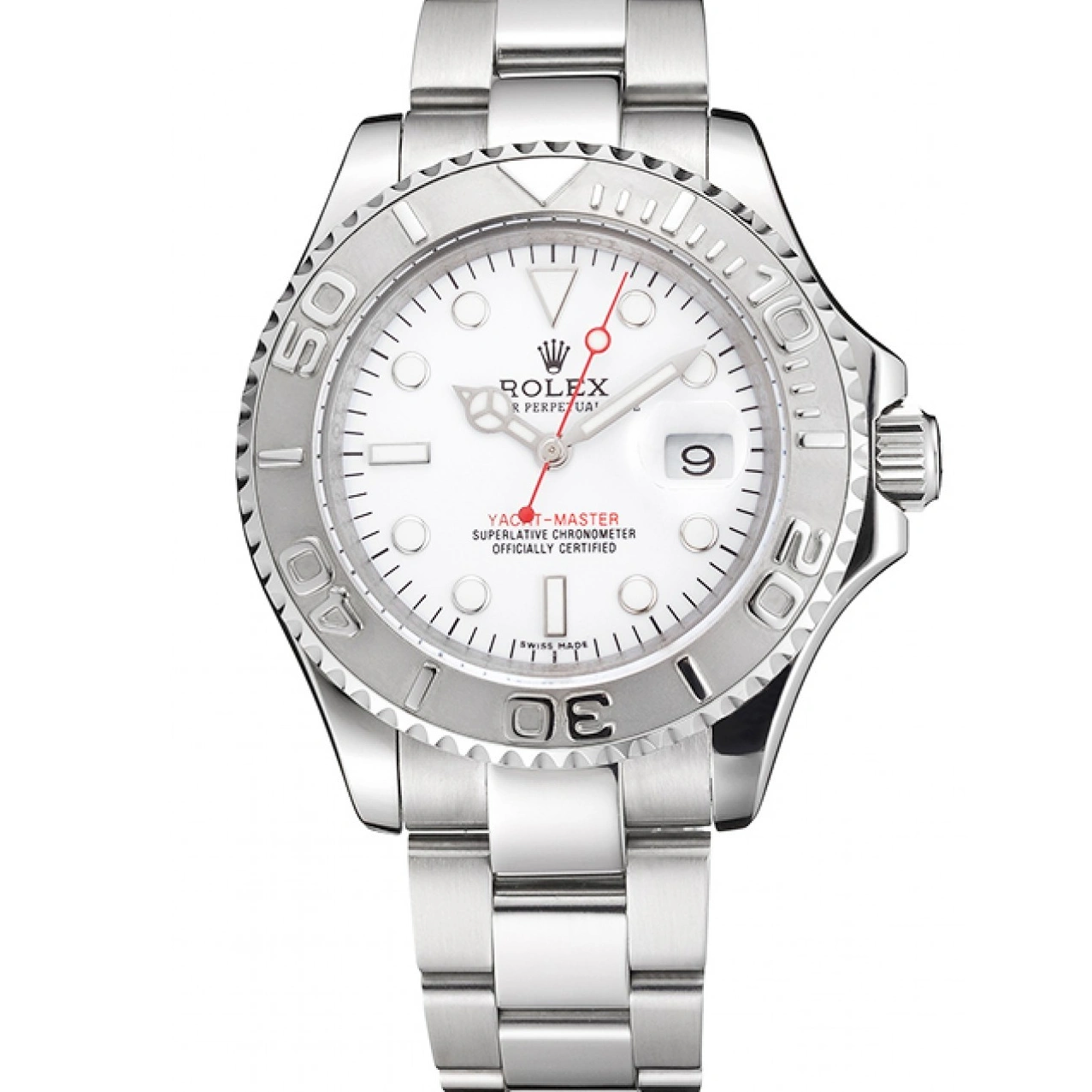 RepTime Watches 0219 Swiss Rolex Yacht-Master White Dial Staniless Steel Case And Bracelet