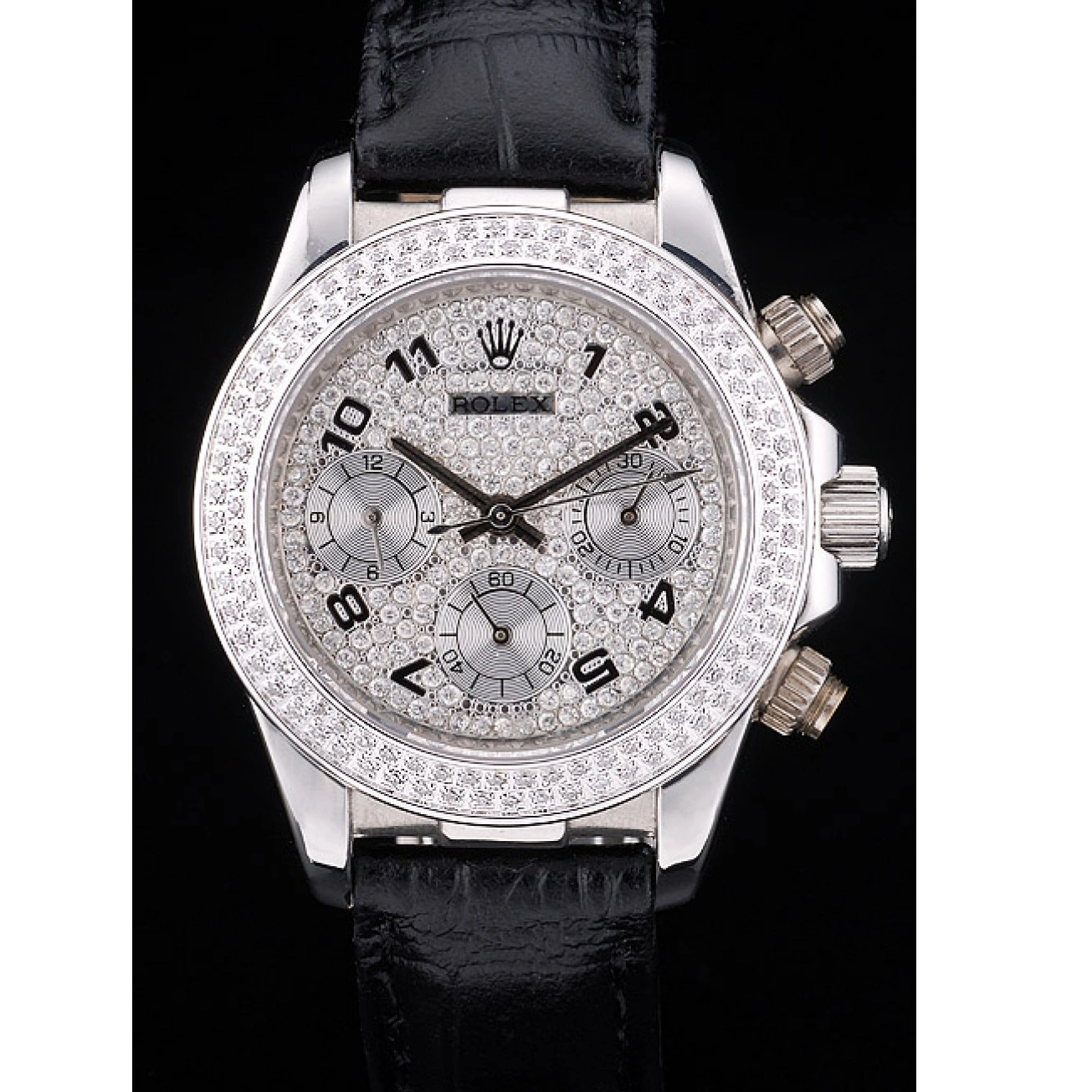 RepTime Watches 0224 Rolex Daytona Lady Stainless Steel Case Crystal Studded Bezel Crystal Studded Dial