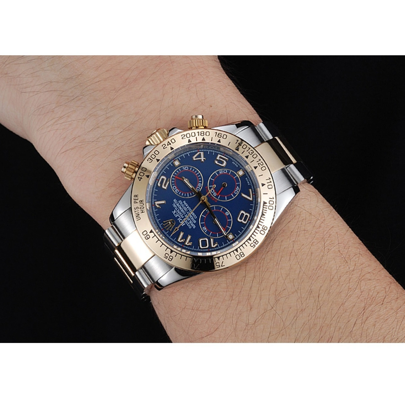 RepTime Watches 0215 Rolex Cosmograph Daytona Blue Dial Two Tone Stainless Steel Bracelet 1454246