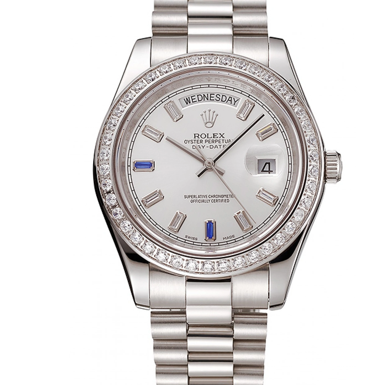 RepTime Watches 0215 Swiss Rolex Day-Date Diamonds Bezel Staineless Steel Bracelet 1454109