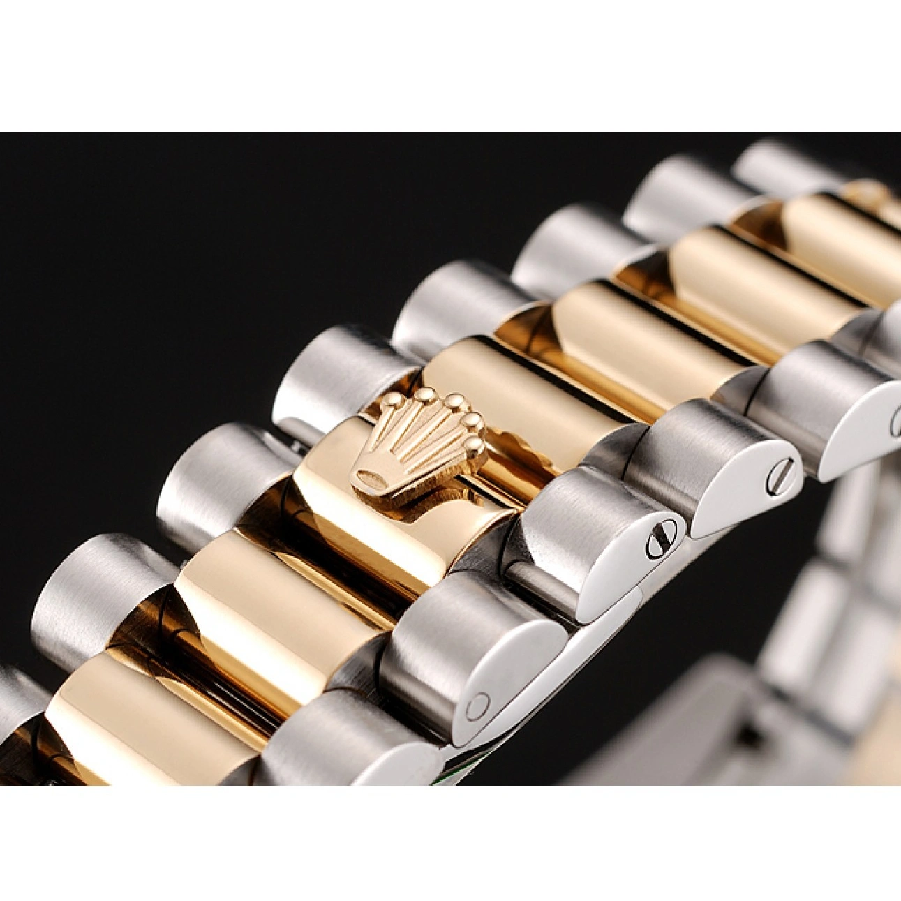 RepTime Watches 0219 Swiss Rolex Day-Date White Dial Gold Diamond Case Two Tone Stainless Steel Bracelet 1453971