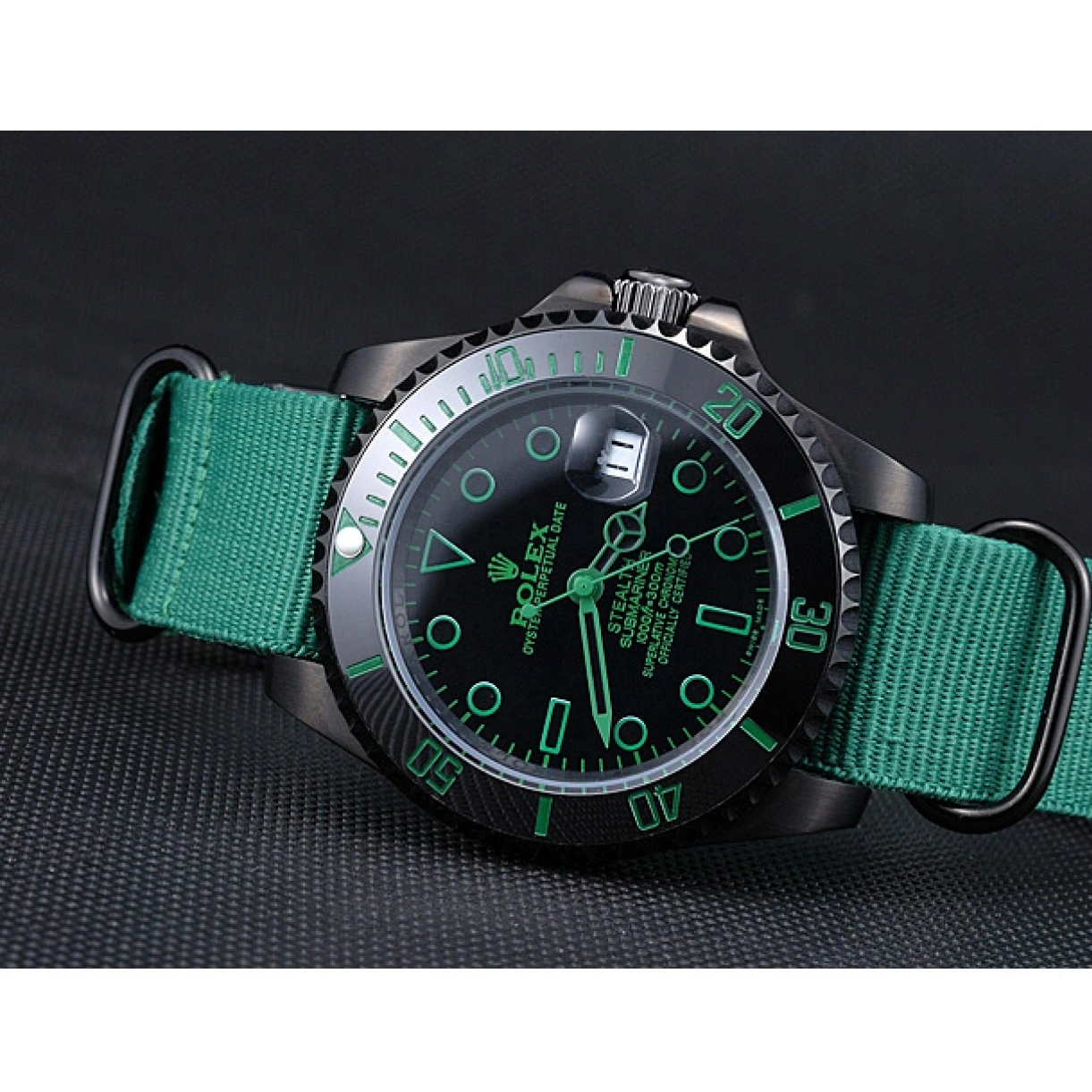 RepTime Watches 0226 Rolex Stealth Submariner Green Nylon Strap 622009