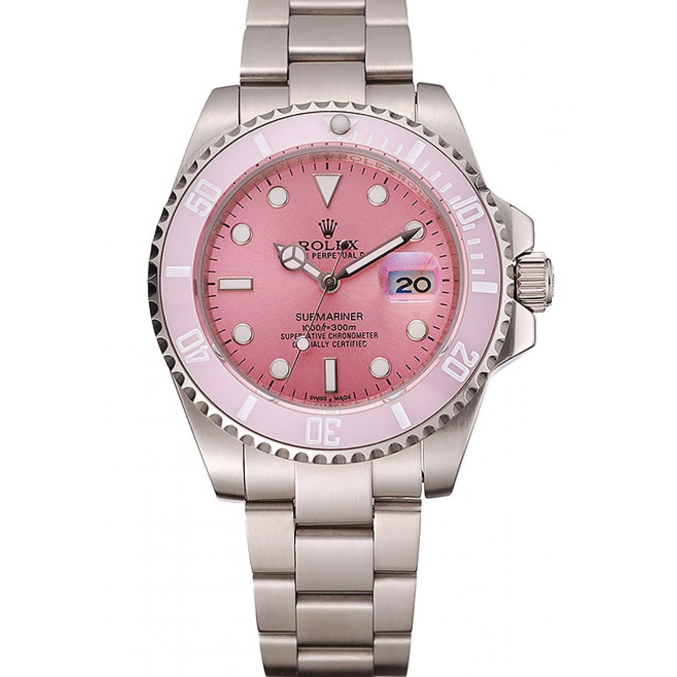 RepTime Watches 0225 Swiss Rolex Submariner Pink Dial Pink Bezel Stainless Steel Bracelet 1453980