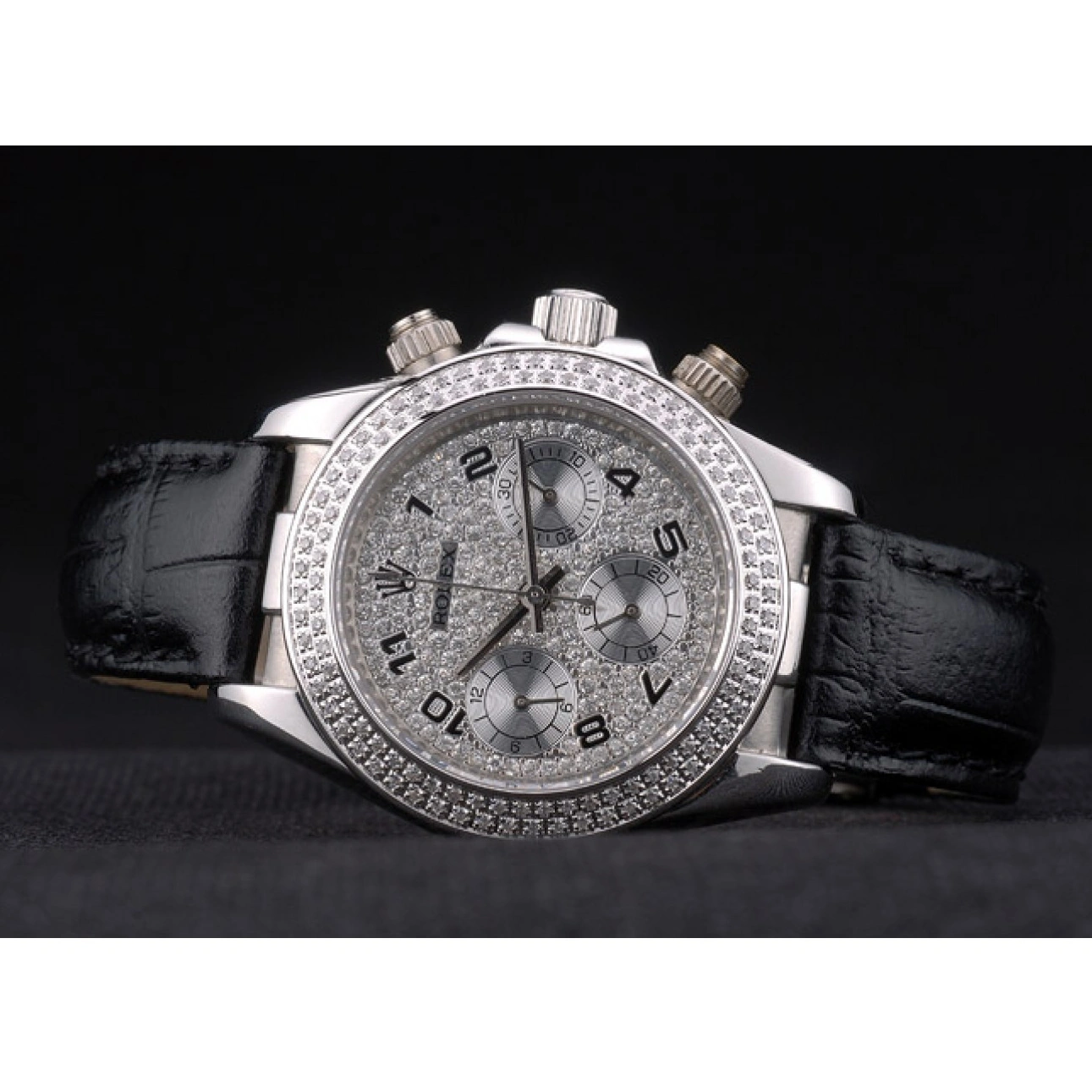 RepTime Watches 0224 Rolex Daytona Lady Stainless Steel Case Crystal Studded Bezel Crystal Studded Dial