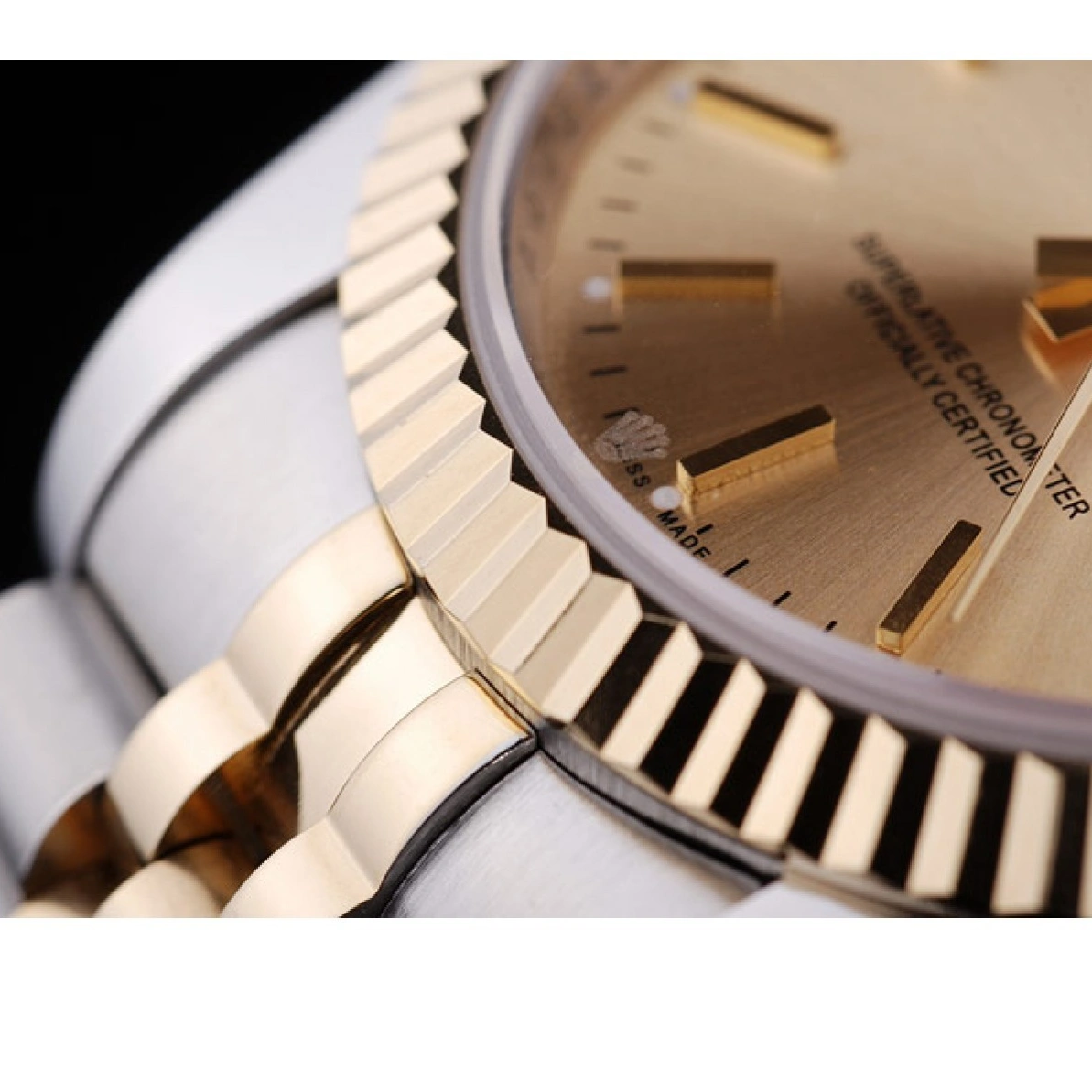 RepTime Watches 0226 Rolex Datejust Gold Dial Ribbed Bezel 7450