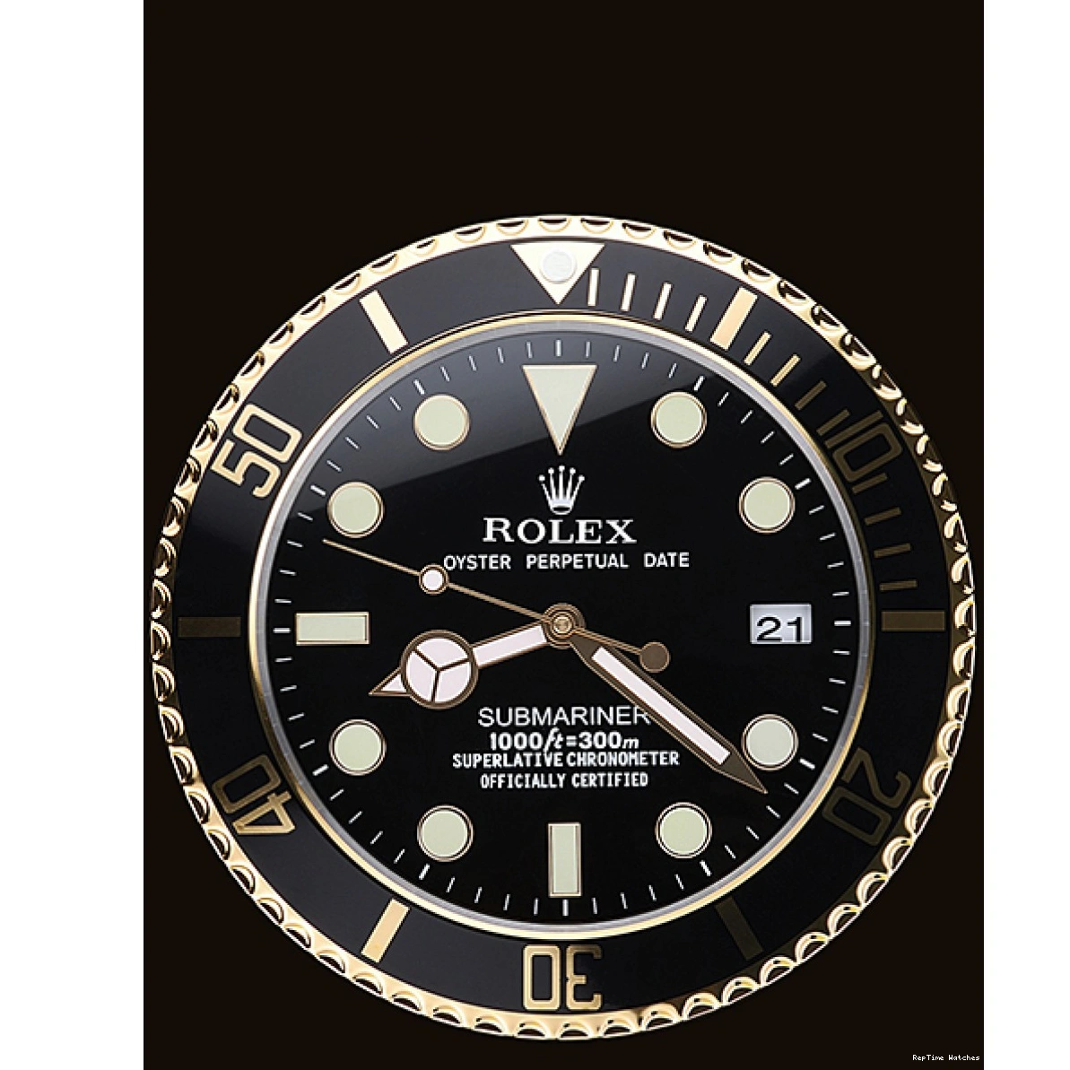 RepTime Watches 0219 Rolex Submariner Wall Clock Black-Gold 622476