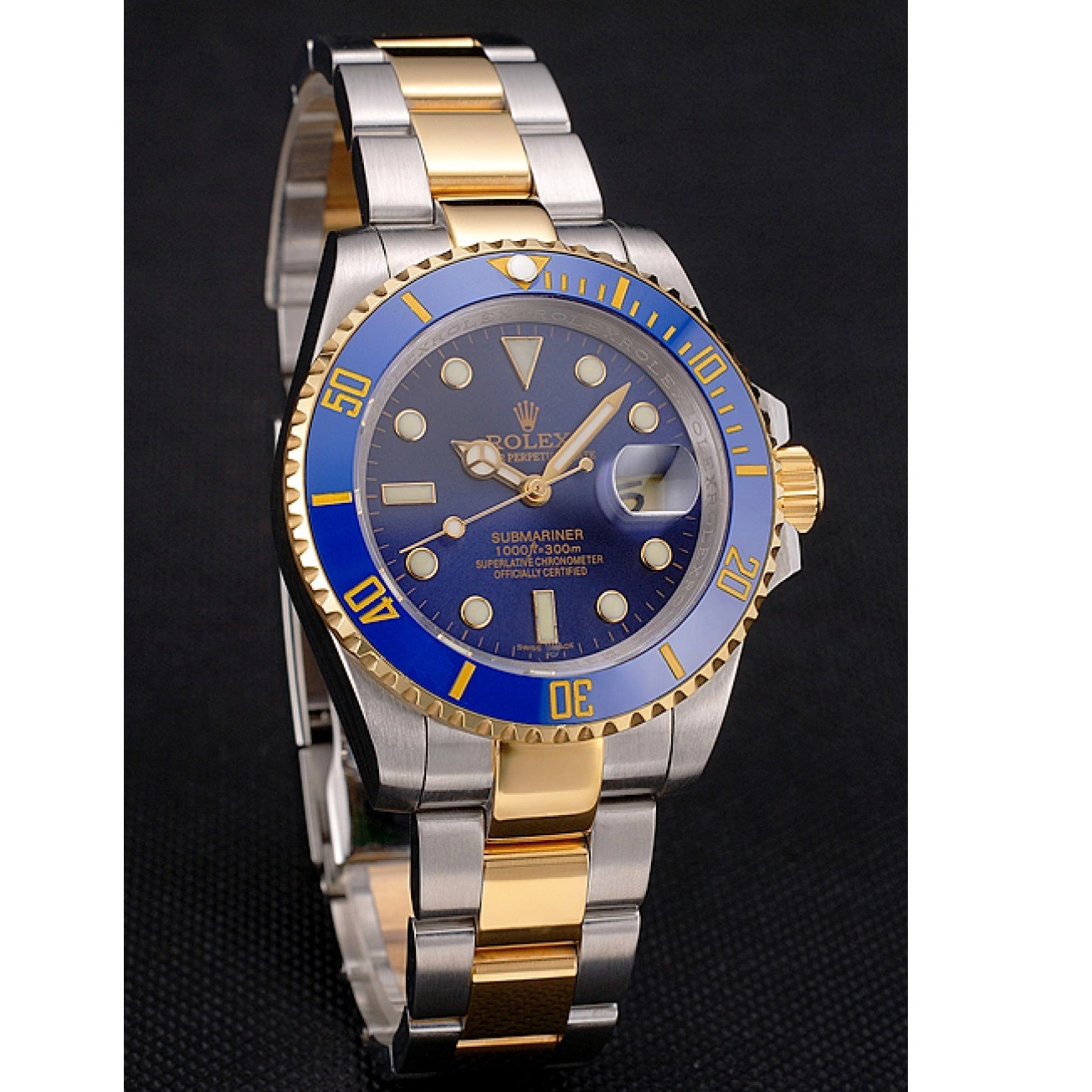 RepTime Watches 0226 Swiss Rolex Submariner Blue Dial And Bezel Two Tone Steel Gold Bracelet