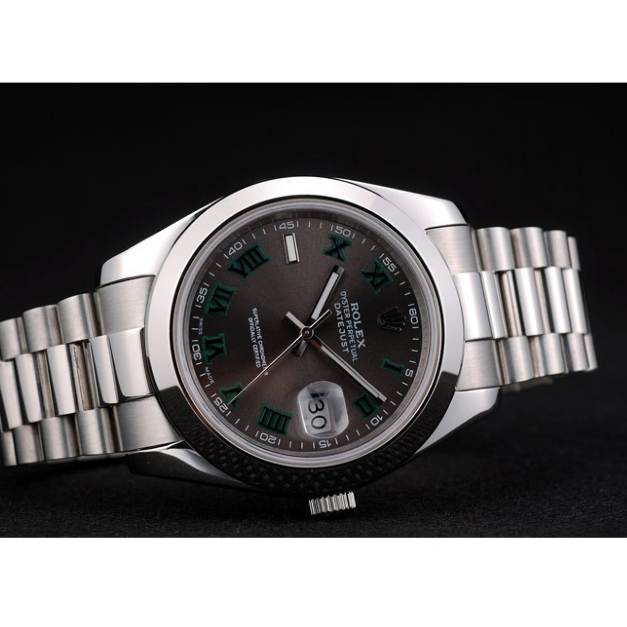 RepTime Watches 0225 Rolex Swiss DateJust Polished Stainless Steel Bezel Grey Dial 42000