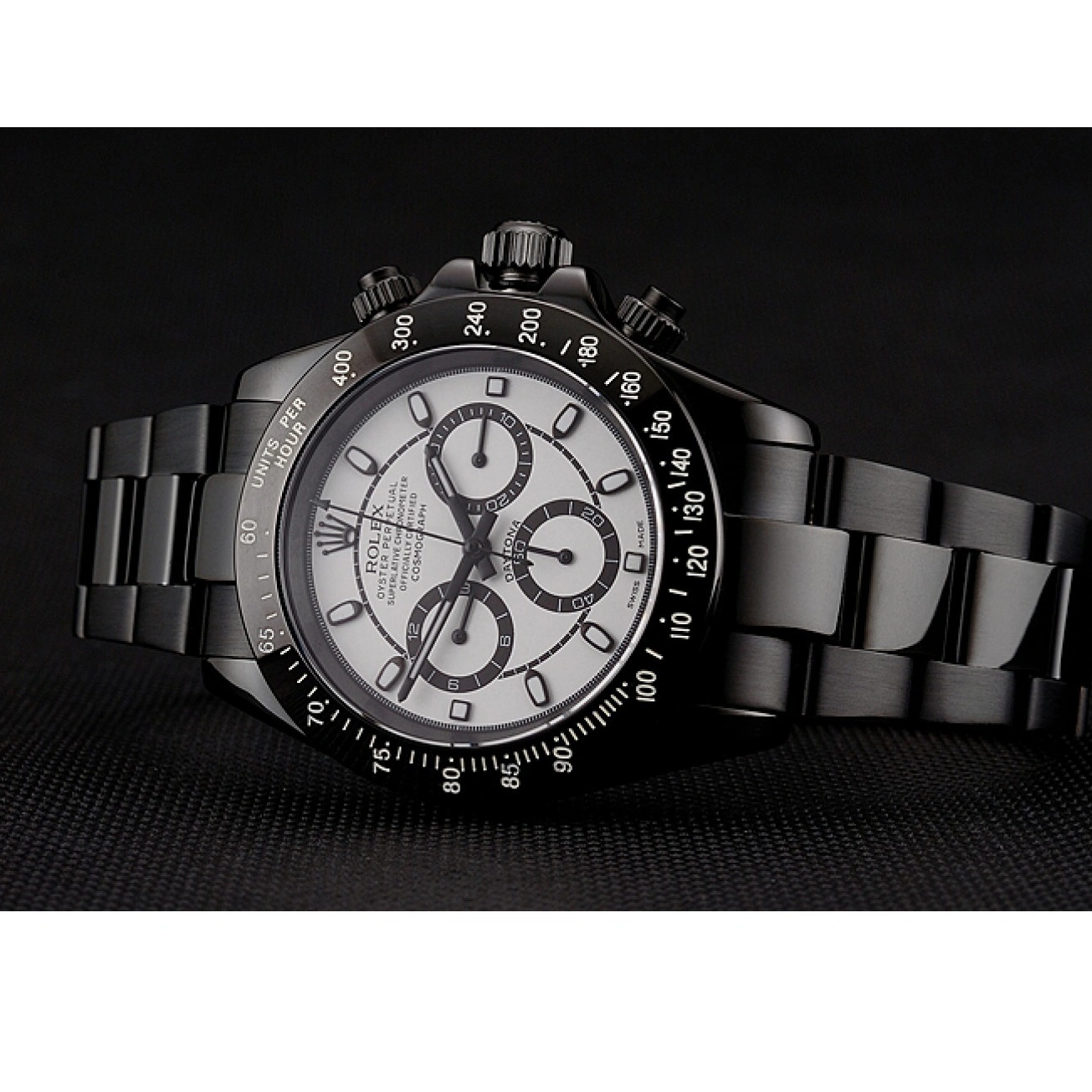 RepTime Watches 0217 Rolex Daytona Midnight White Dial Black Staineless Steel Bracelet 1454021