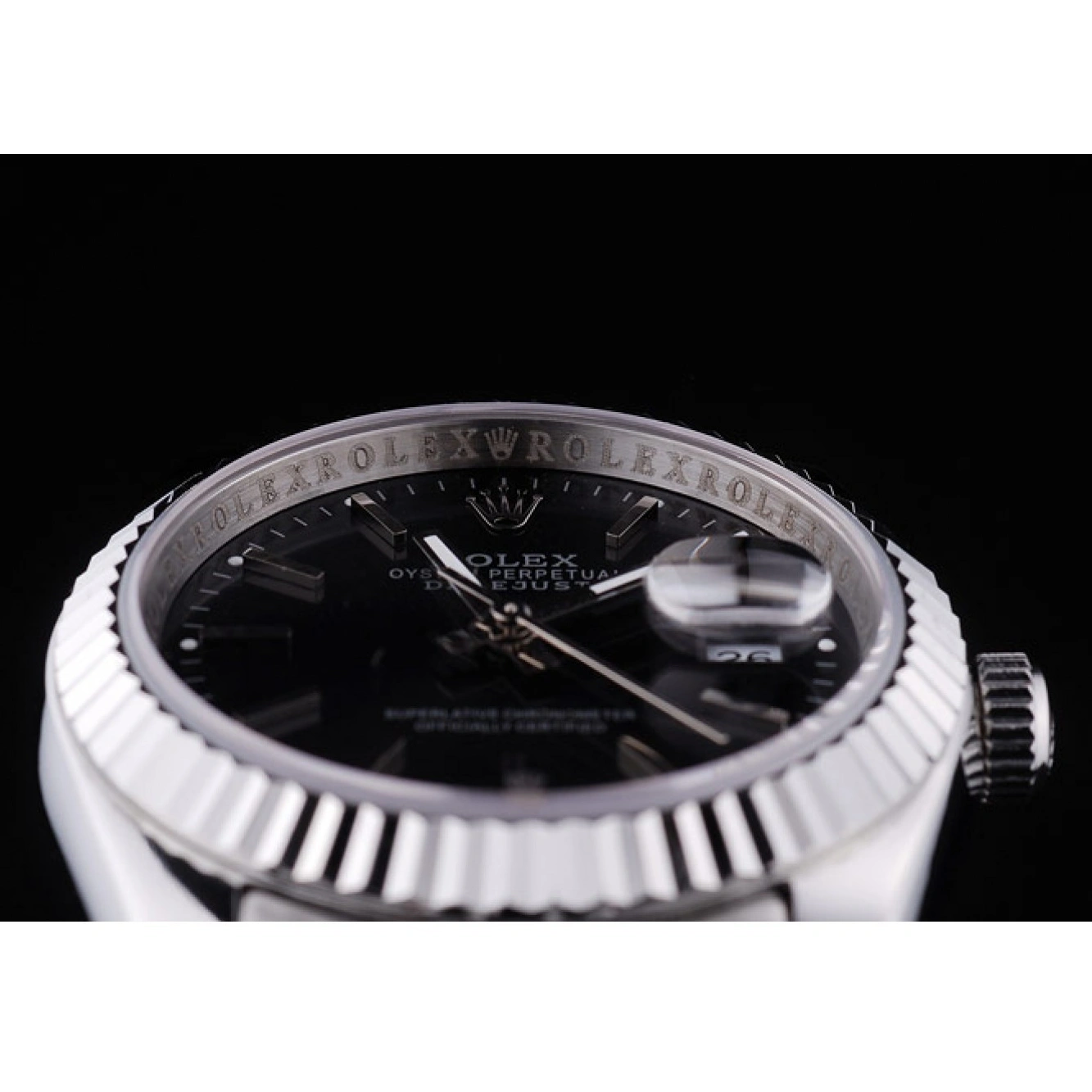 RepTime Watches 0208 Rolex Datejust Black Dial Diamonds Ribbed Bezel 7456