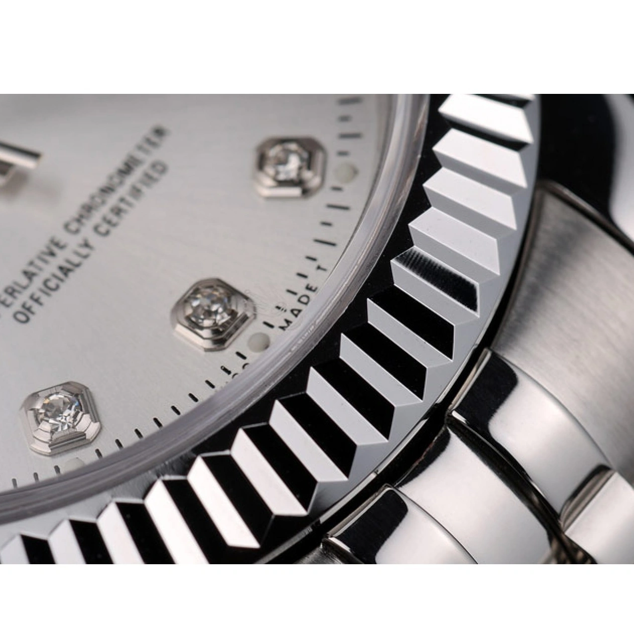 RepTime Watches 0224 Rolex DateJust Stainless Steel Ribbed Bezel Silver Dial 41977