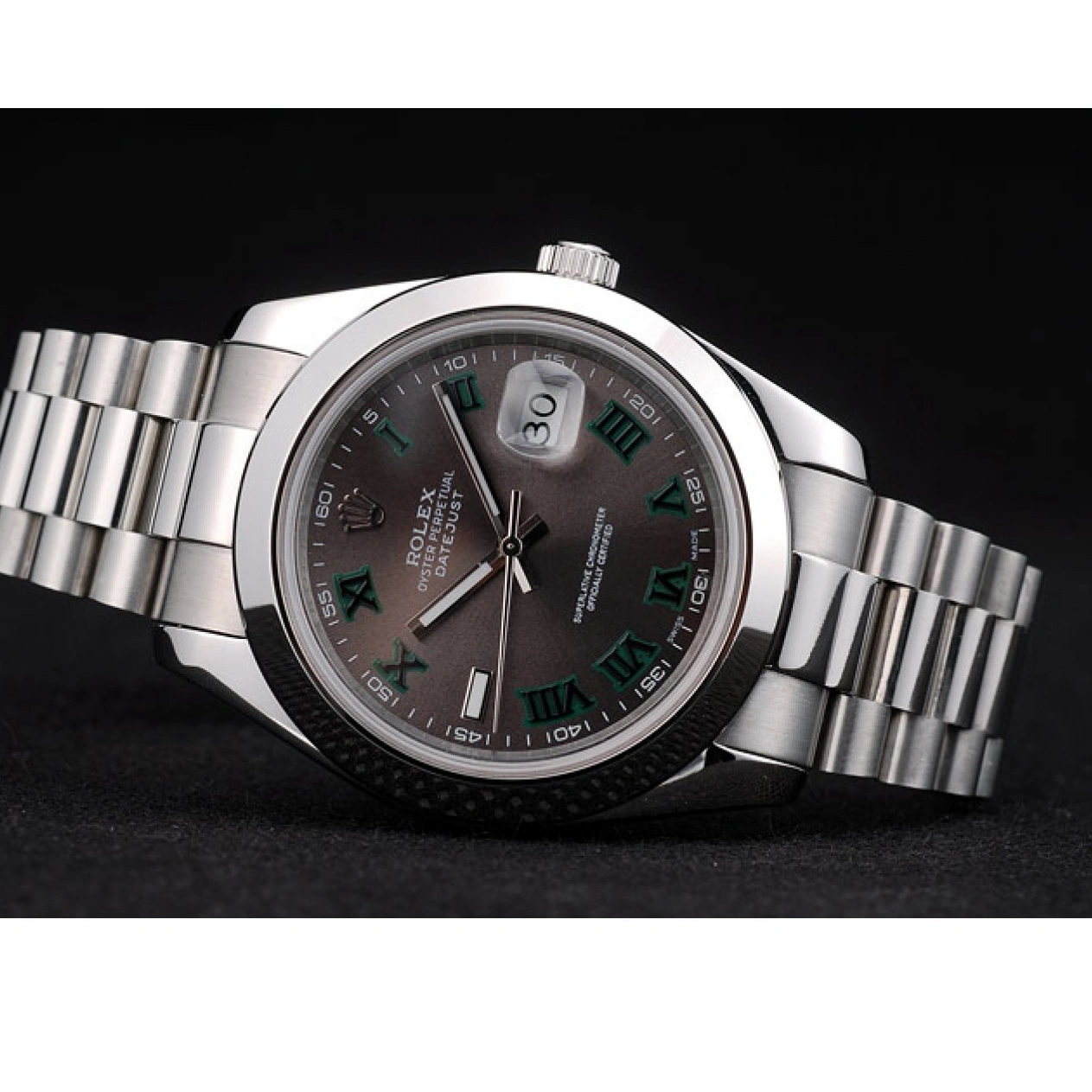 RepTime Watches 0216 Rolex DateJust Grey Dial Stainless Steel Strap 41982