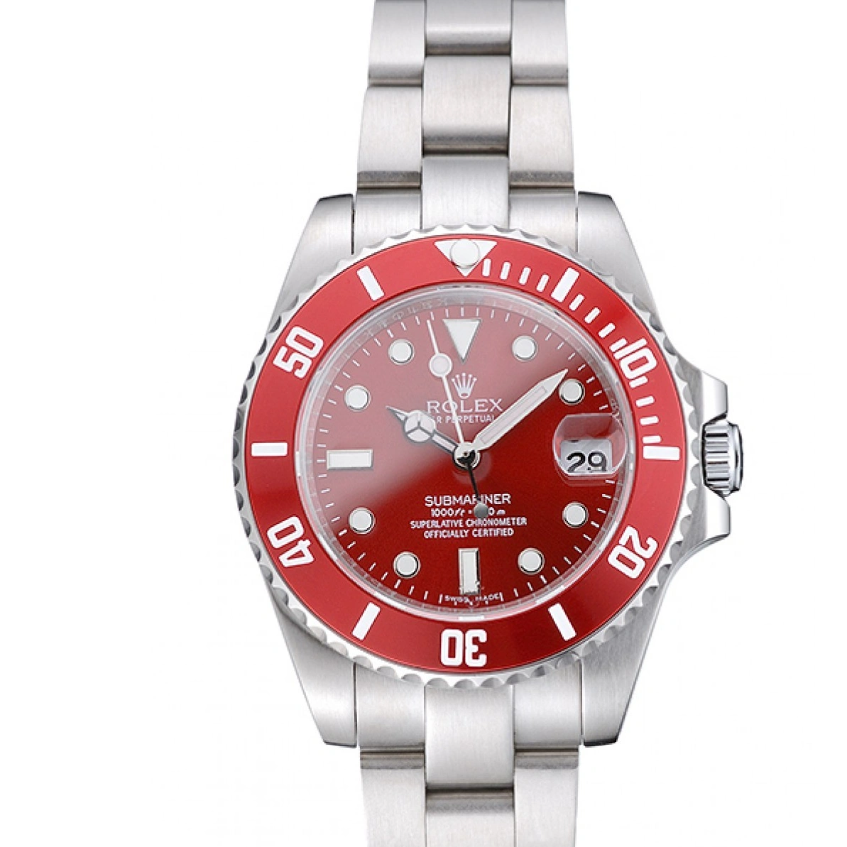 RepTime Watches 0221 Rolex Submariner Red Dial Stainless Steel Bracelet 1454154