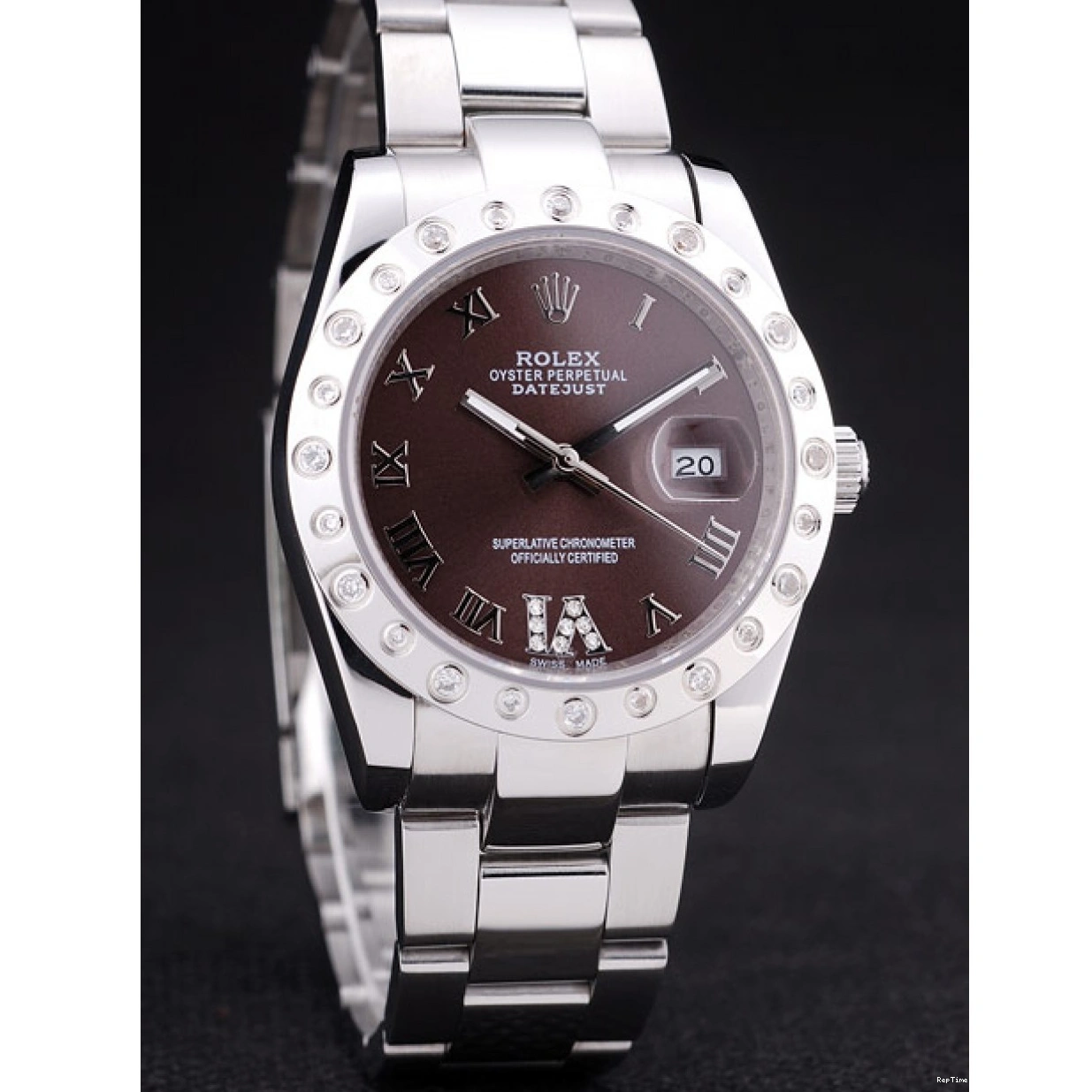 RepTime Watches 0212 Rolex Datejust Diamond Bezel Brown Dial 7466