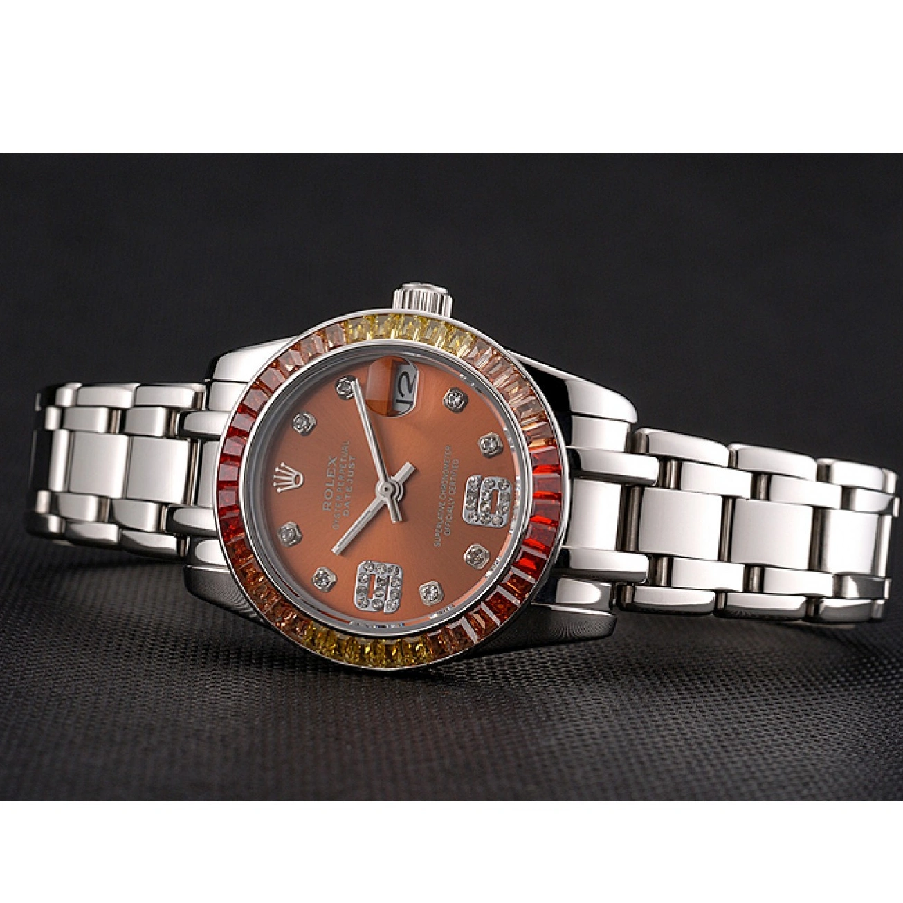 RepTime Watches 0211 Rolex Datejust Pearlmaster 39 Cognac Dial Stainless Steel Case And Bracelet