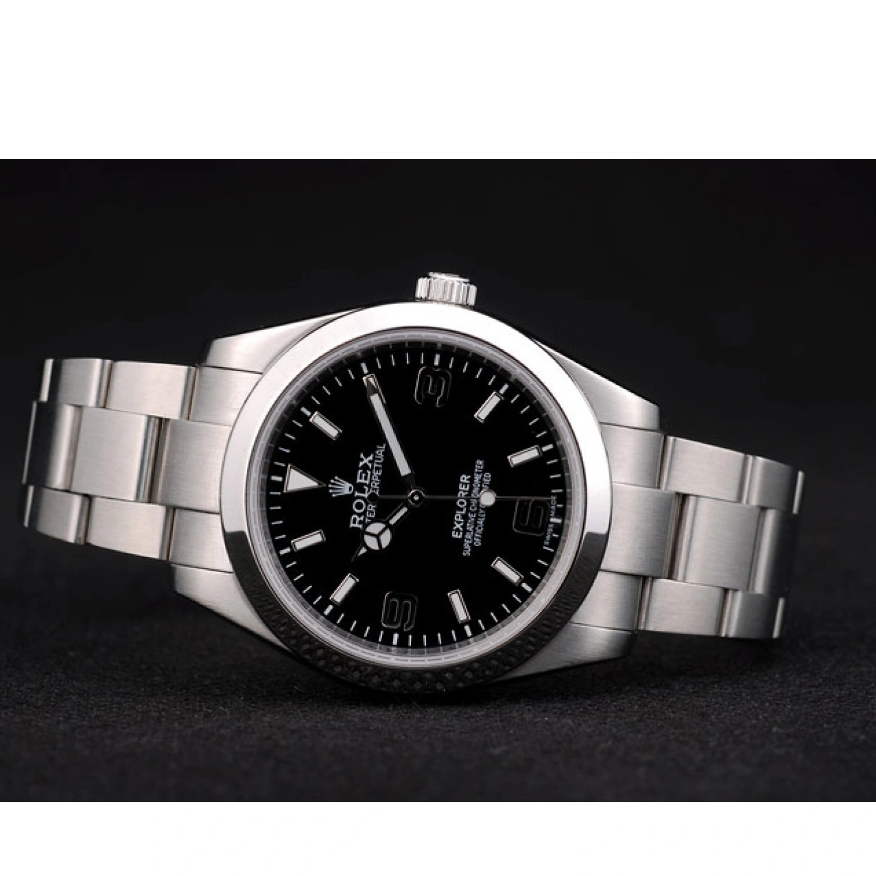 RepTime Watches 0221 Rolex Explorer Stainless Steel Bezel Black Dial 41984