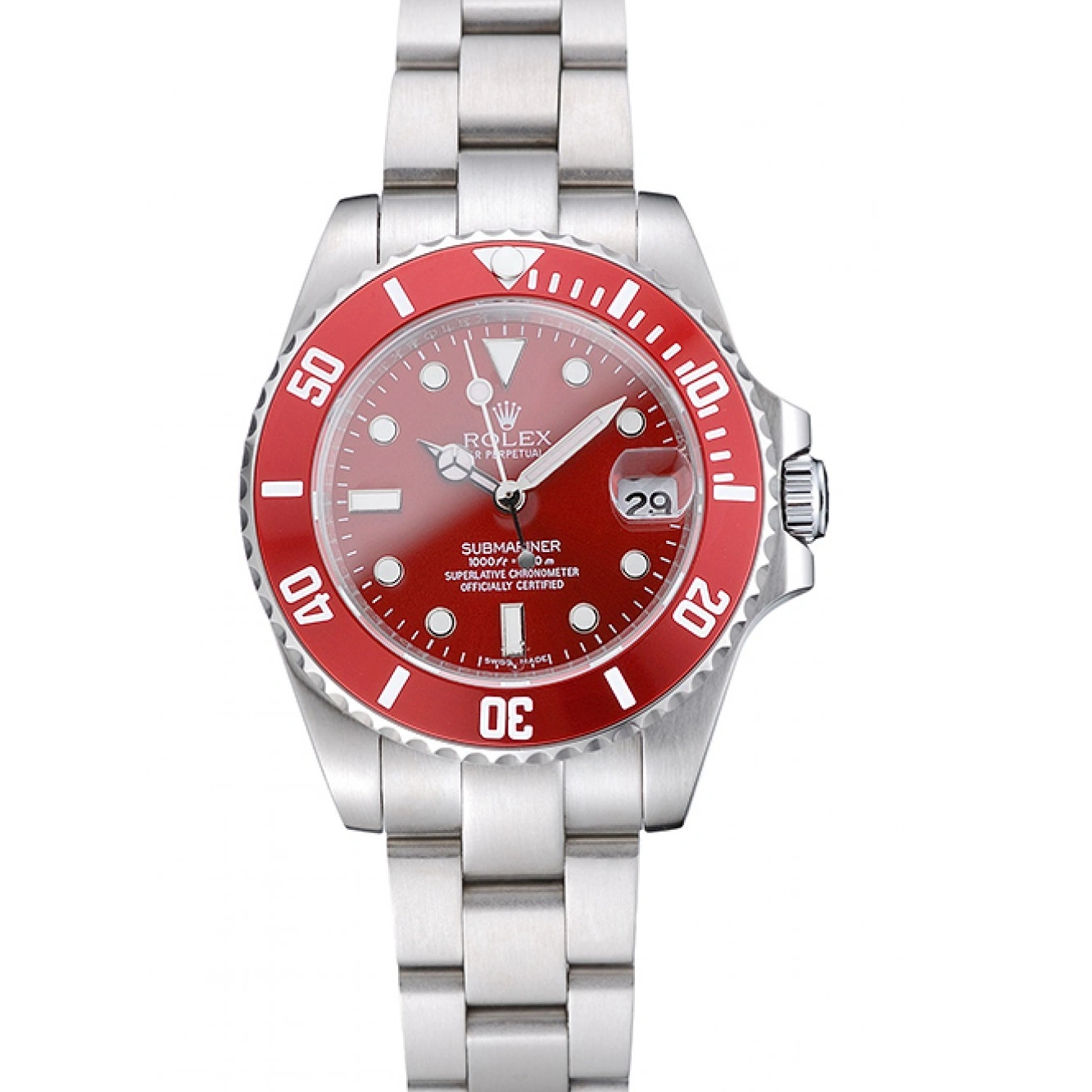 RepTime Watches 0224 Rolex Submariner Red Dial Stainless Steel Bracelet 1454154