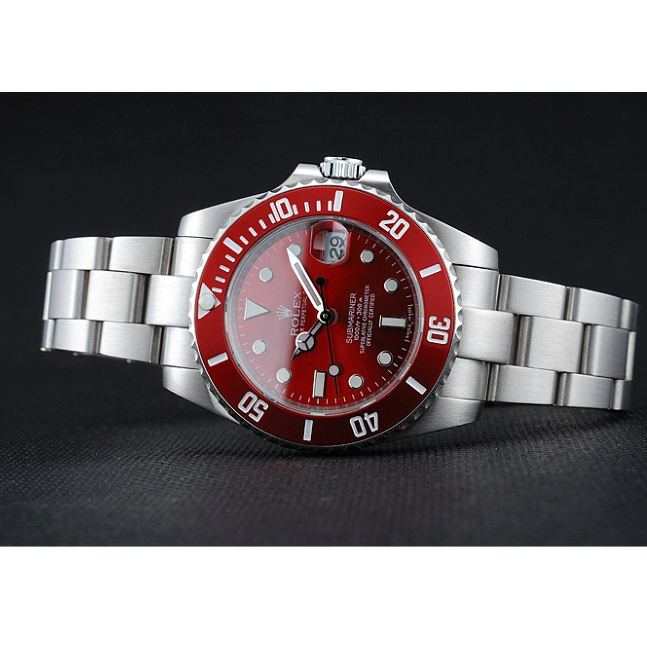 RepTime Watches 0224 Rolex Submariner Red Dial Stainless Steel Bracelet 1454154