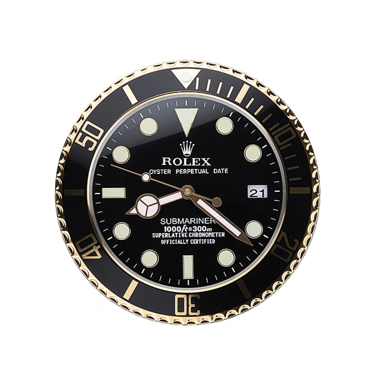 RepTime Watches 0219 Rolex Submariner Wall Clock Black-Gold 622476