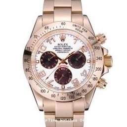 RepTime Watches 0226 Rolex Cosmograph Daytona White with Black Subdials Gold Bracelet 622548