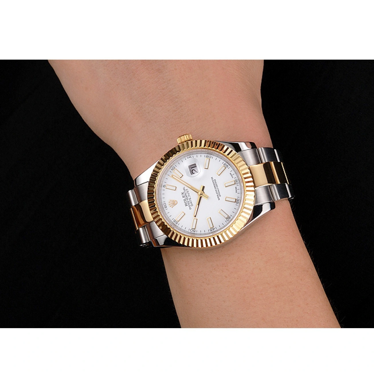 RepTime Watches 0228 Swiss Rolex Datejust White Dial Stainless Steel Case Two Tone Gold Bracelet