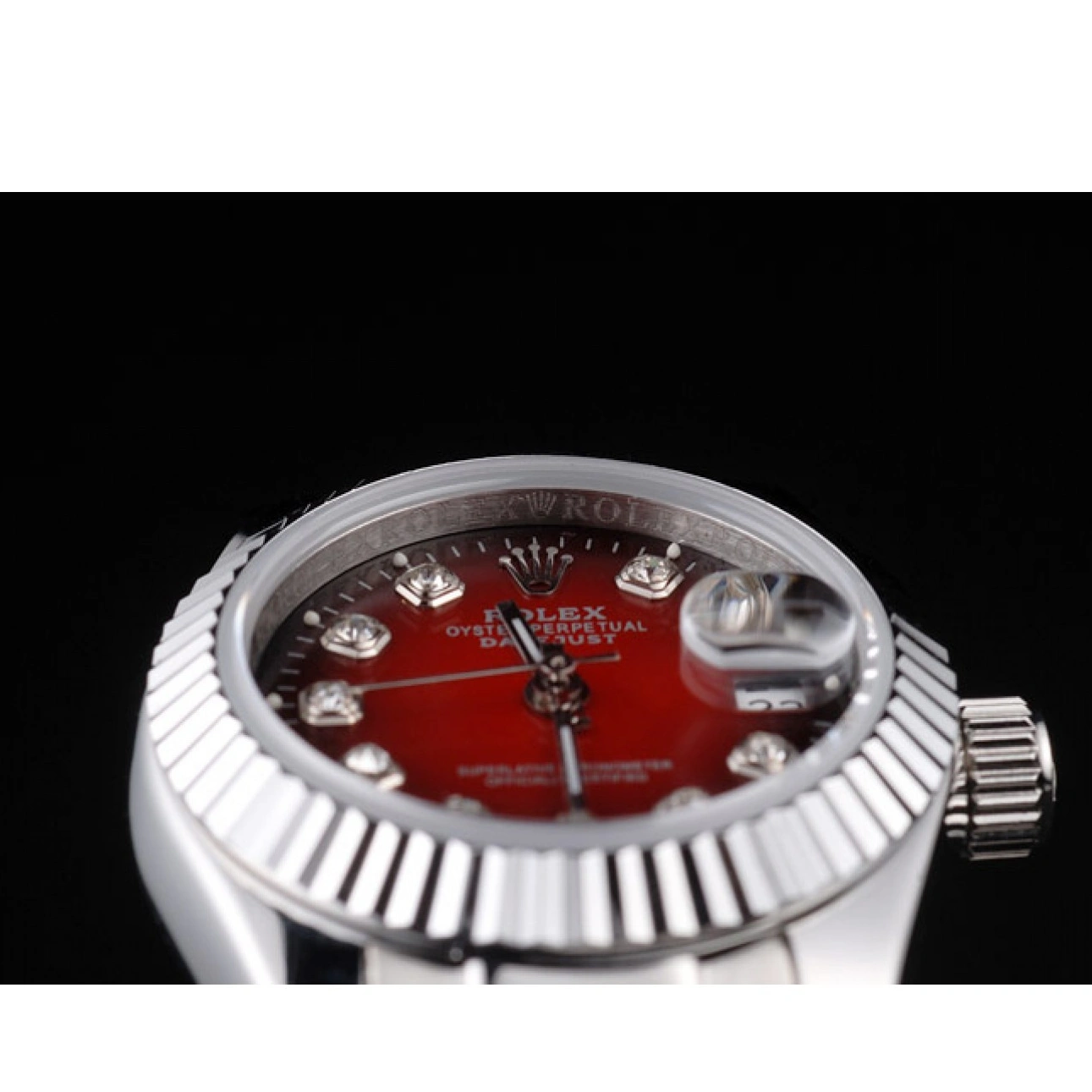 RepTime Watches 0216 Rolex Datejust Polished Stainless Steel Two Tone Red Dial