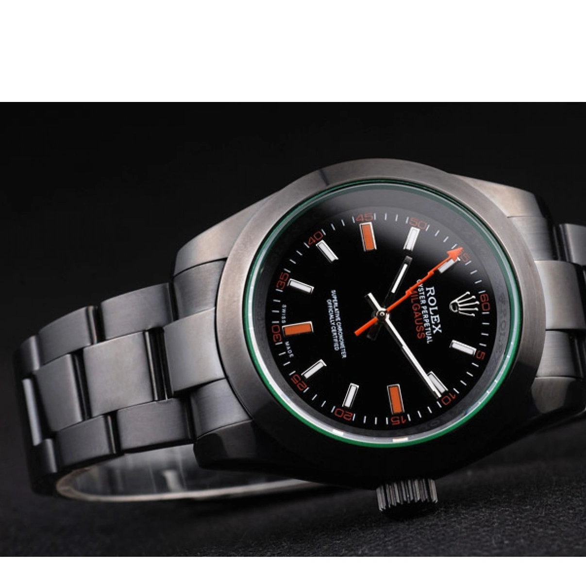 RepTime Watches 0219 Rolex Milgauss Pro-Hunter Tinted Green Saphire Black Dial