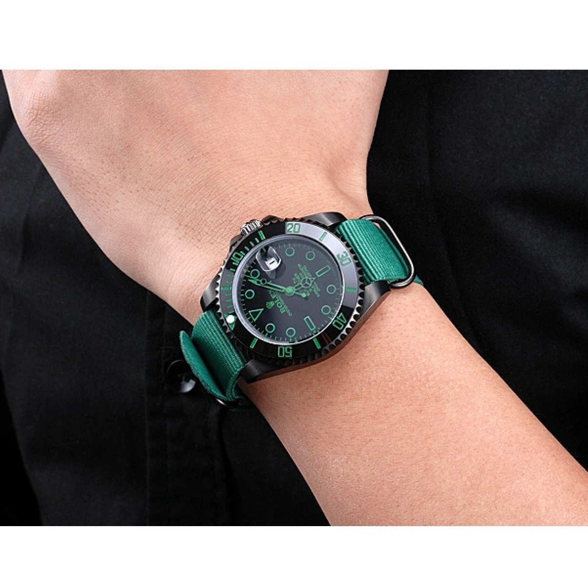 RepTime Watches 0226 Rolex Stealth Submariner Green Nylon Strap 622009